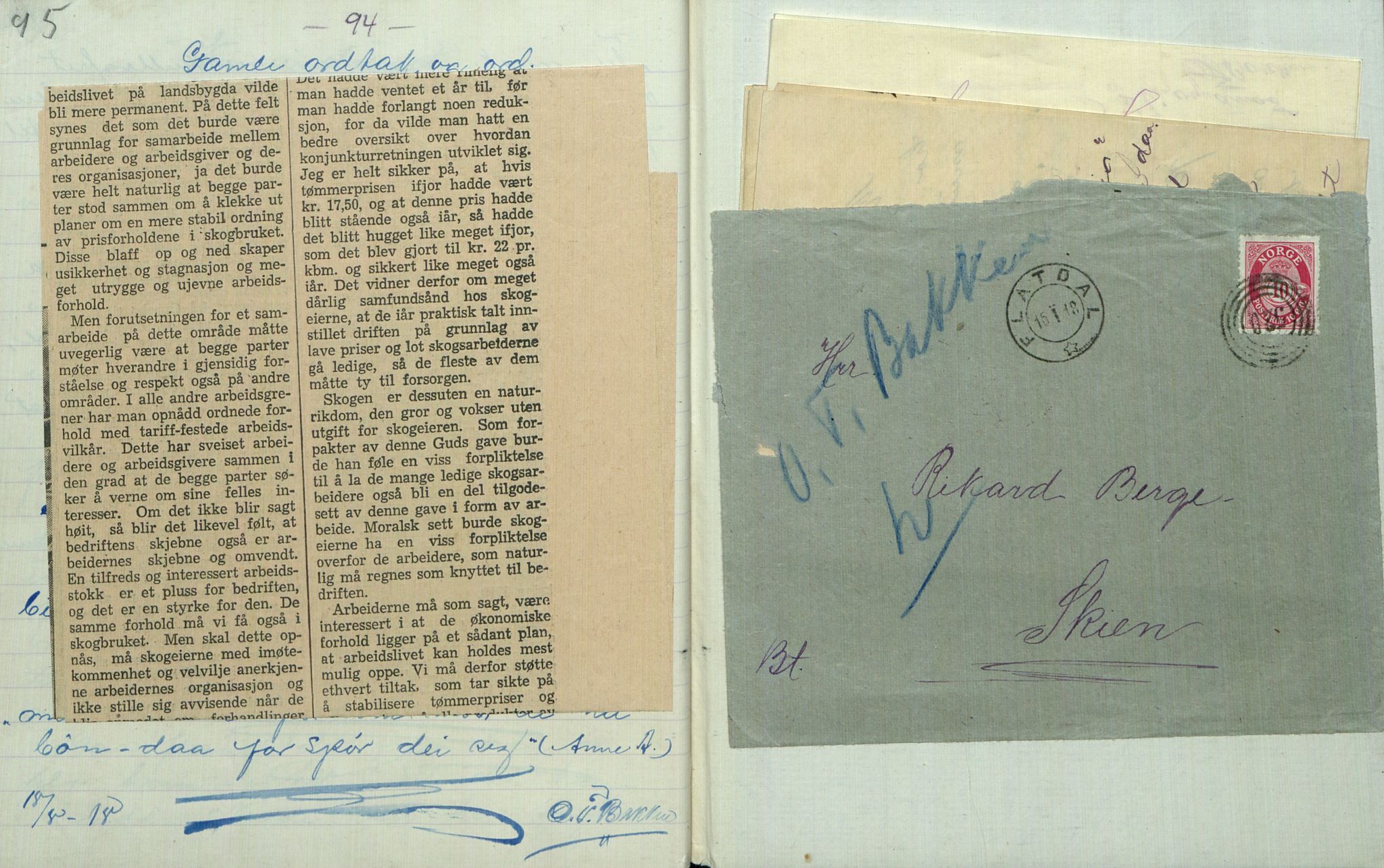 Rikard Berge, TEMU/TGM-A-1003/F/L0007/0036: 251-299 / 286 Uppskriftir av O. T. Bakken, 1918