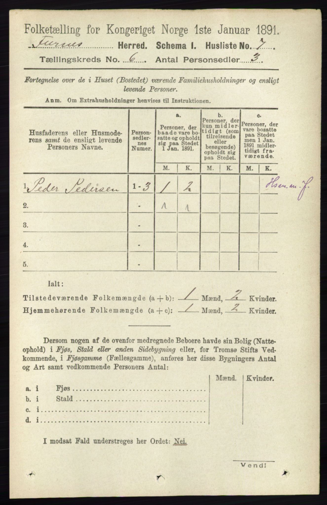 RA, Census 1891 for 0413 Furnes herred, 1891, p. 4063