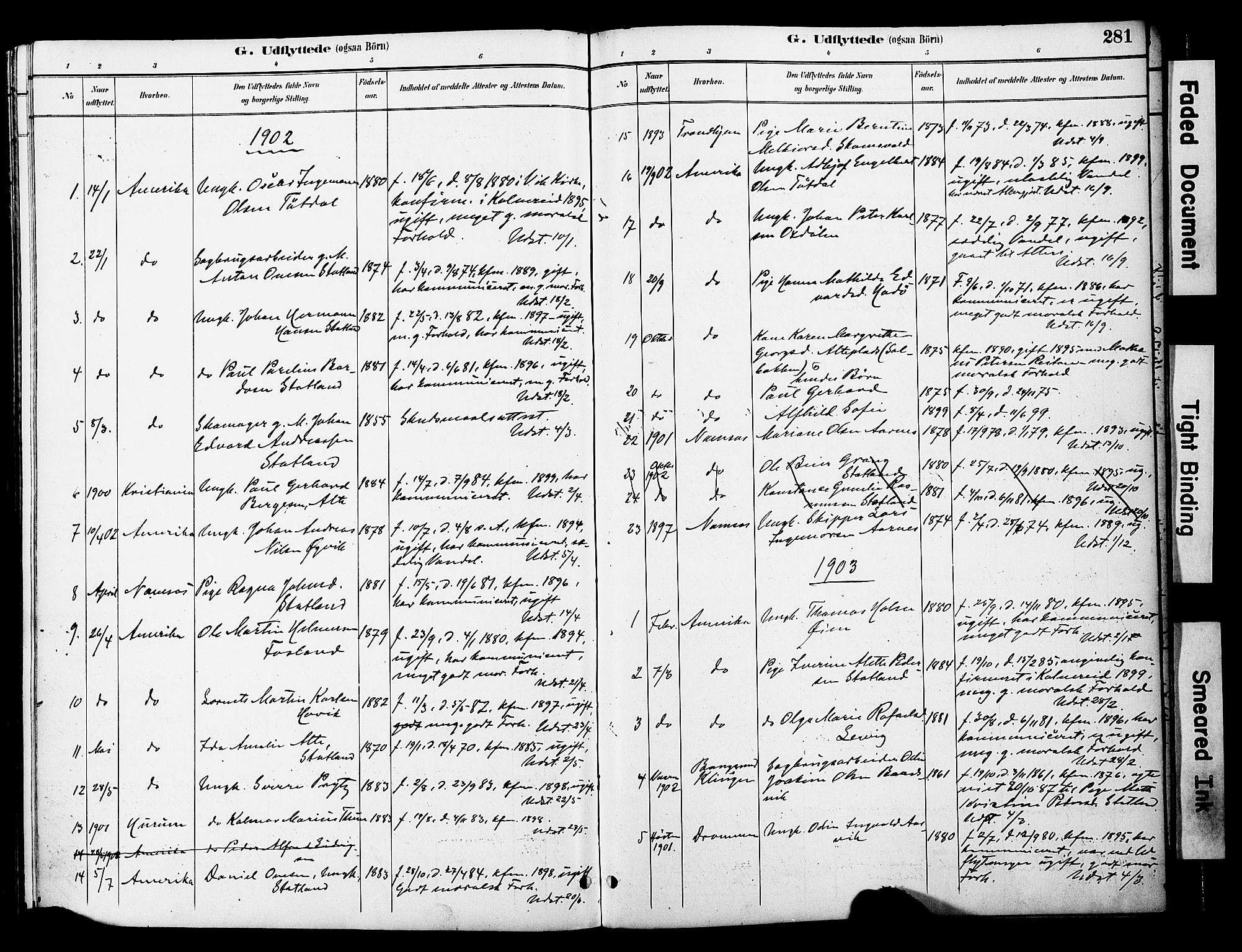 Ministerialprotokoller, klokkerbøker og fødselsregistre - Nord-Trøndelag, SAT/A-1458/774/L0628: Parish register (official) no. 774A02, 1887-1903, p. 281