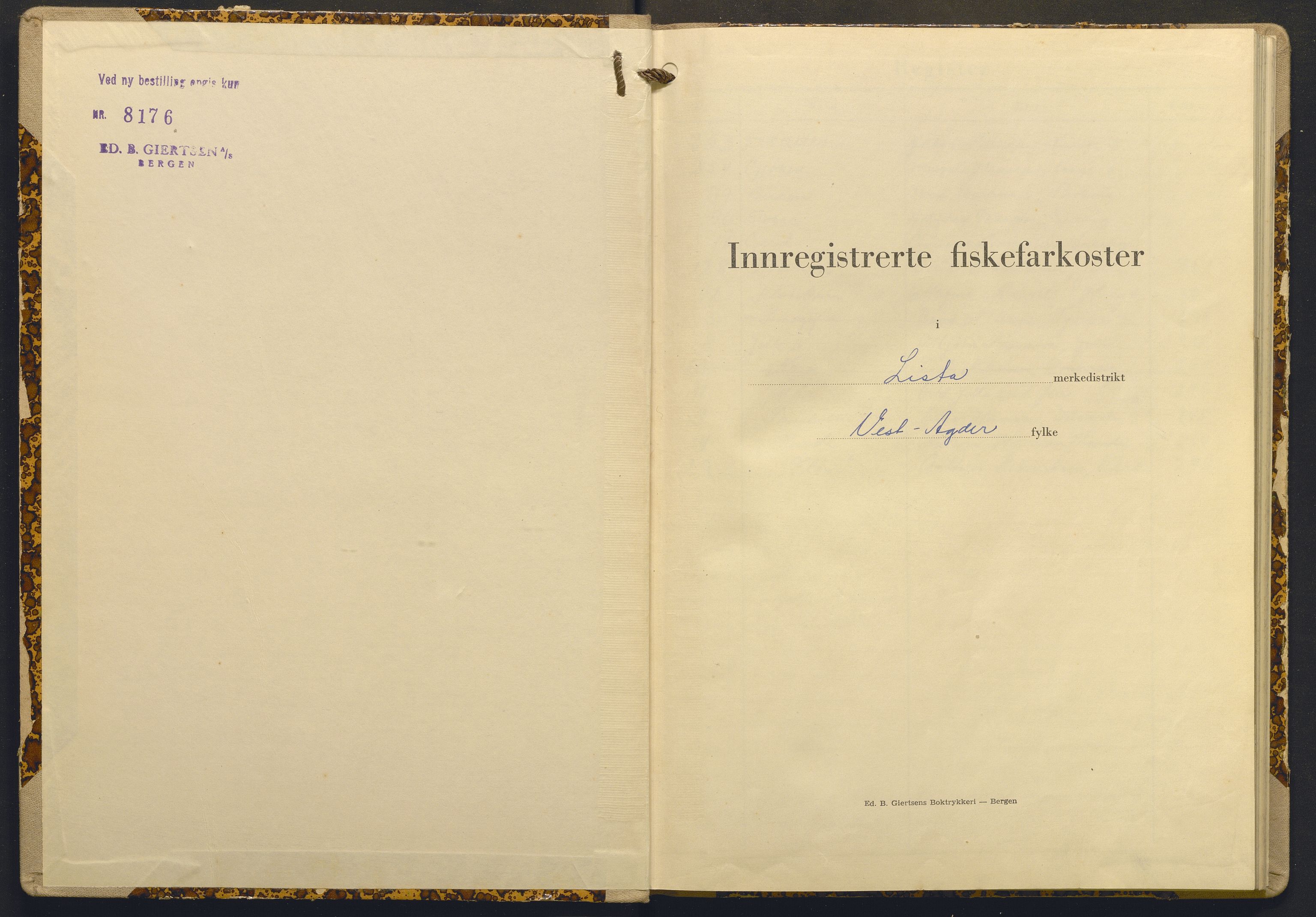 Fiskeridirektoratet - 1 Adm. ledelse - 13 Båtkontoret, AV/SAB-A-2003/I/Ia/Iaj/L0023: 135.1010/4 Merkeprotokoll - Lista, 1955-1956