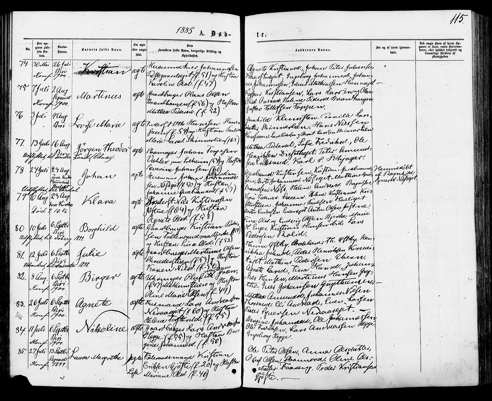 Biri prestekontor, AV/SAH-PREST-096/H/Ha/Haa/L0006: Parish register (official) no. 6, 1877-1886, p. 115