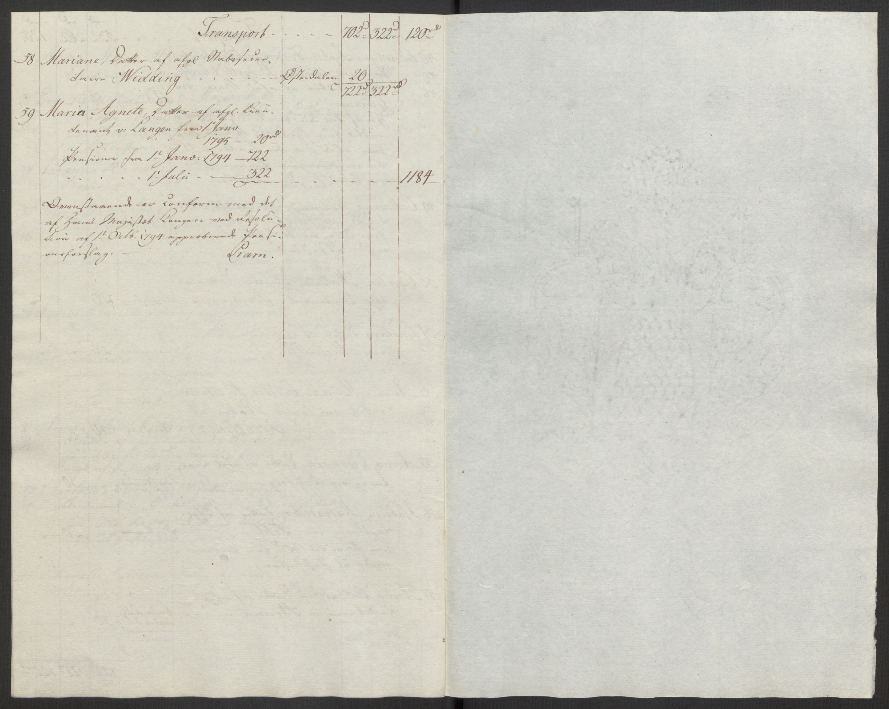 Forsvaret, Den norske kvesthuskasse/krigshospitalkasse, AV/RA-RAFA-1887/F/Fa/L0017: Innkomne brev:, 1782-1807, p. 290