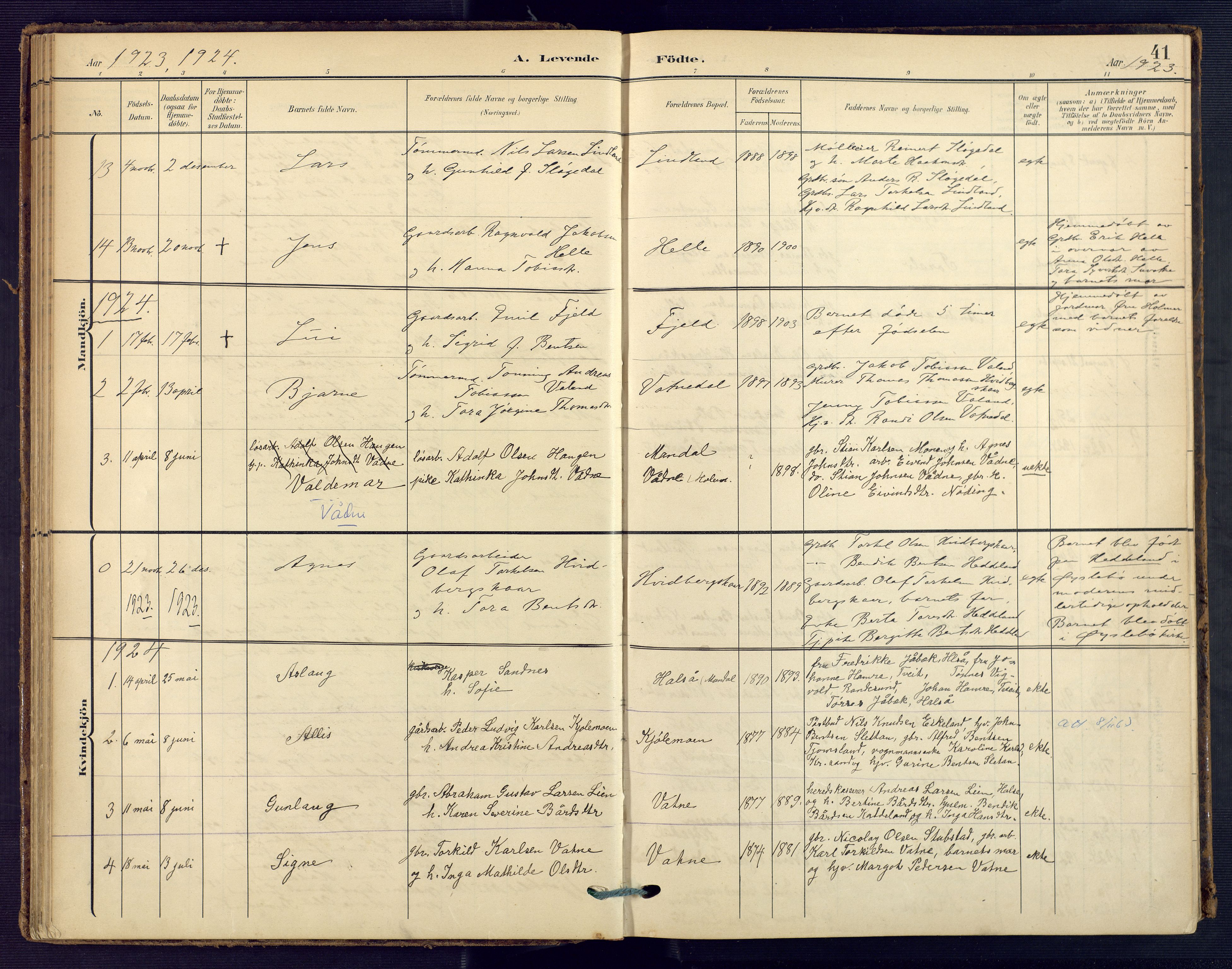 Holum sokneprestkontor, SAK/1111-0022/F/Fa/Faa/L0008: Parish register (official) no. A 8, 1908-1929, p. 41