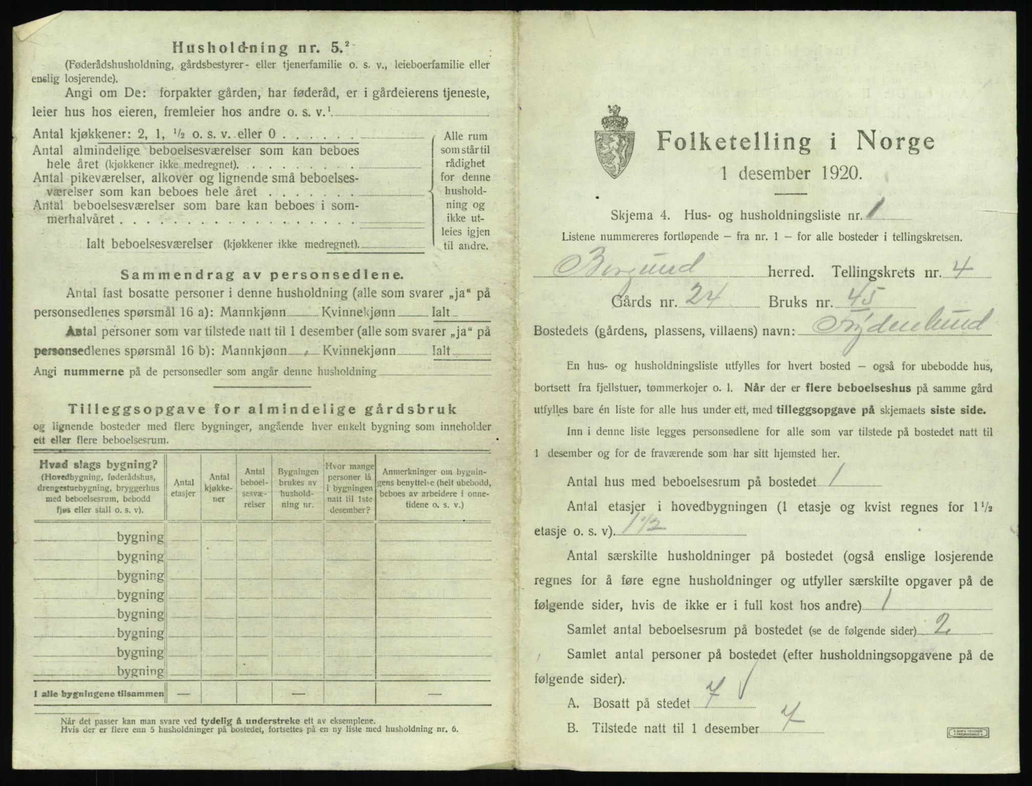 SAT, 1920 census for Borgund, 1920, p. 336