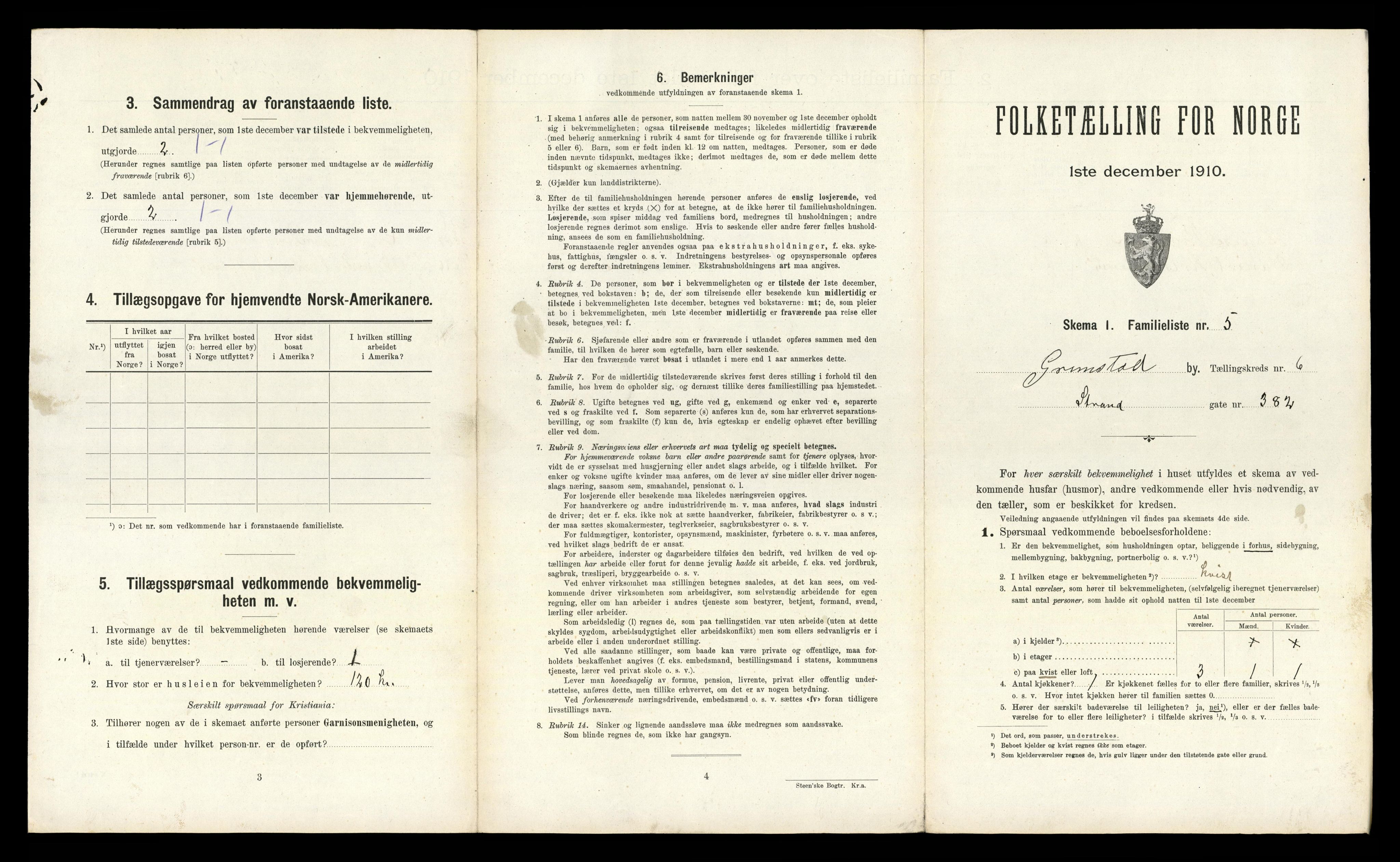 RA, 1910 census for Grimstad, 1910, p. 1848