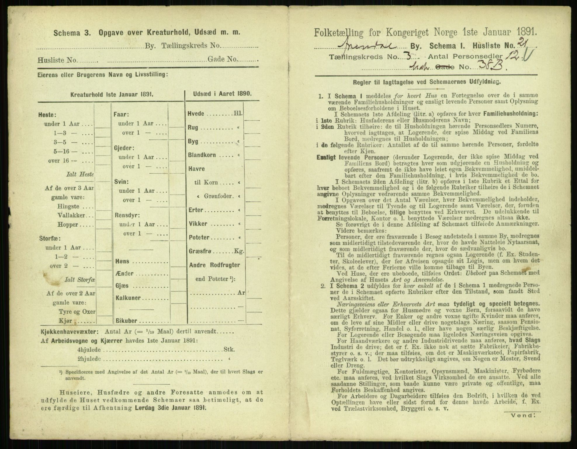 RA, 1891 census for 0903 Arendal, 1891, p. 164