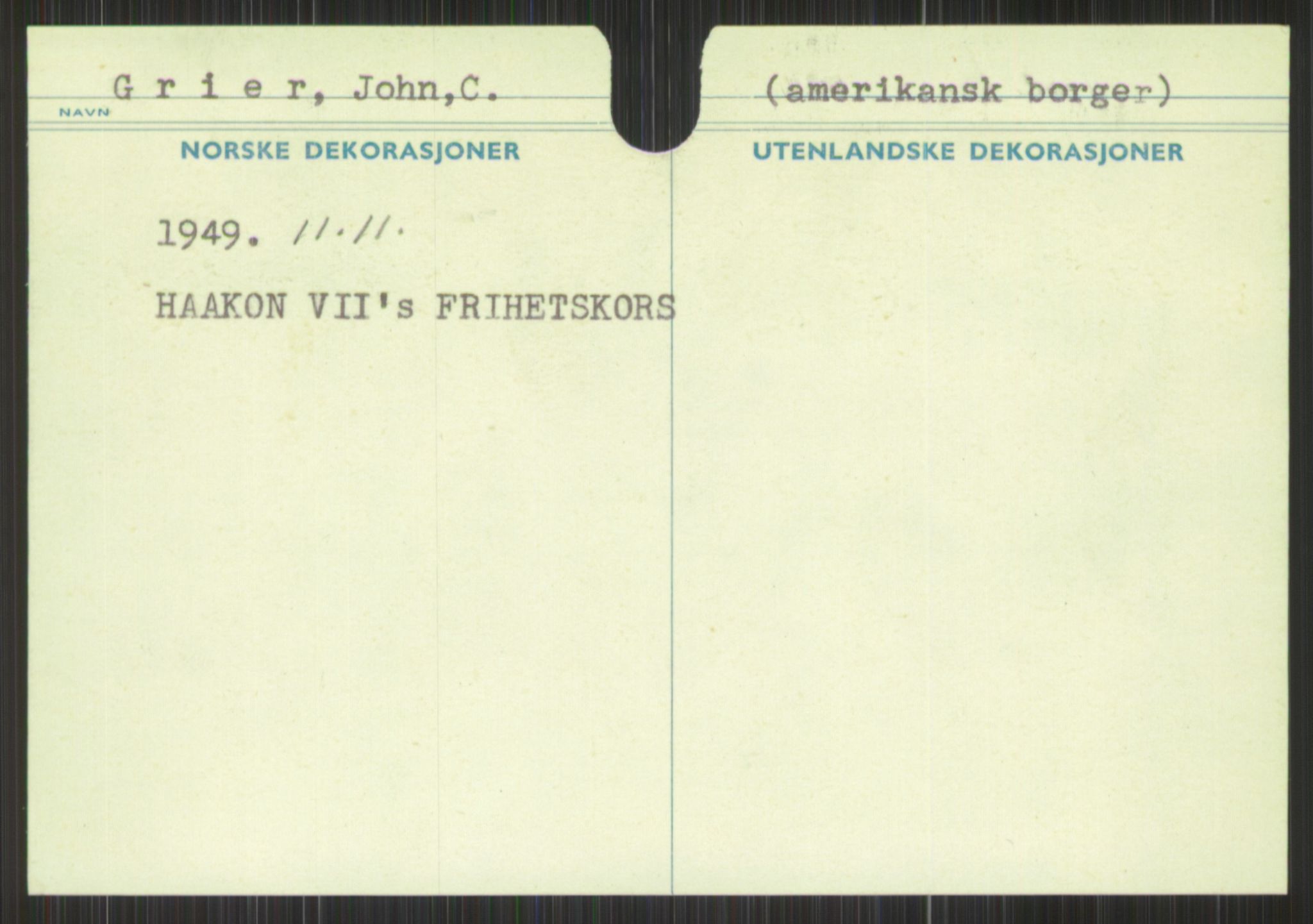 Forsvaret, Krigsdekorasjonskanselliet, AV/RA-RAFA-5156/G/Gd/L0001: Diverse registre, 1944-1956, p. 455