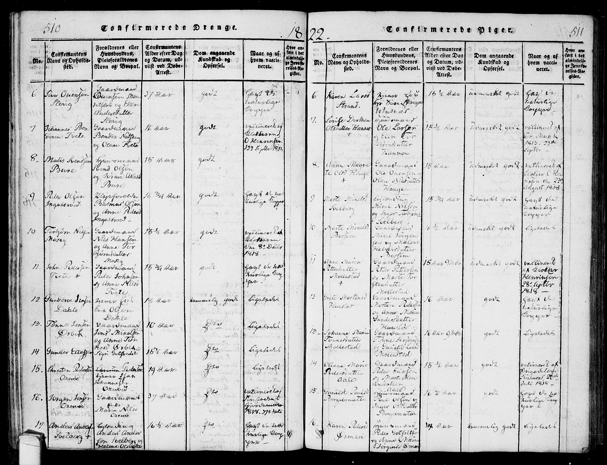 Onsøy prestekontor Kirkebøker, AV/SAO-A-10914/F/Fa/L0002: Parish register (official) no. I 2, 1814-1840, p. 510-511