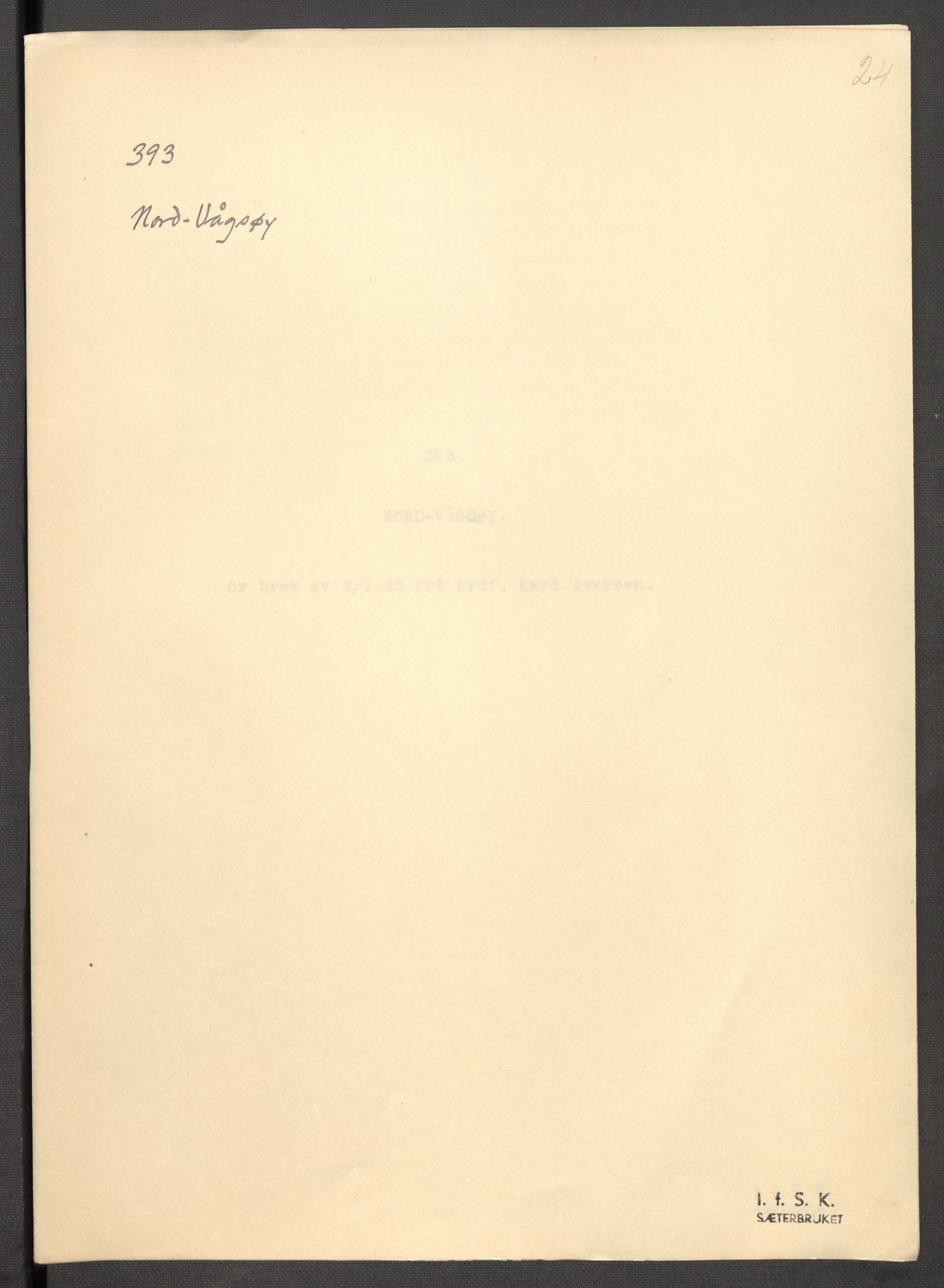 Instituttet for sammenlignende kulturforskning, RA/PA-0424/F/Fc/L0012/0001: Eske B12: / Sogn og Fjordane (perm XXXI), 1933-1937, p. 24