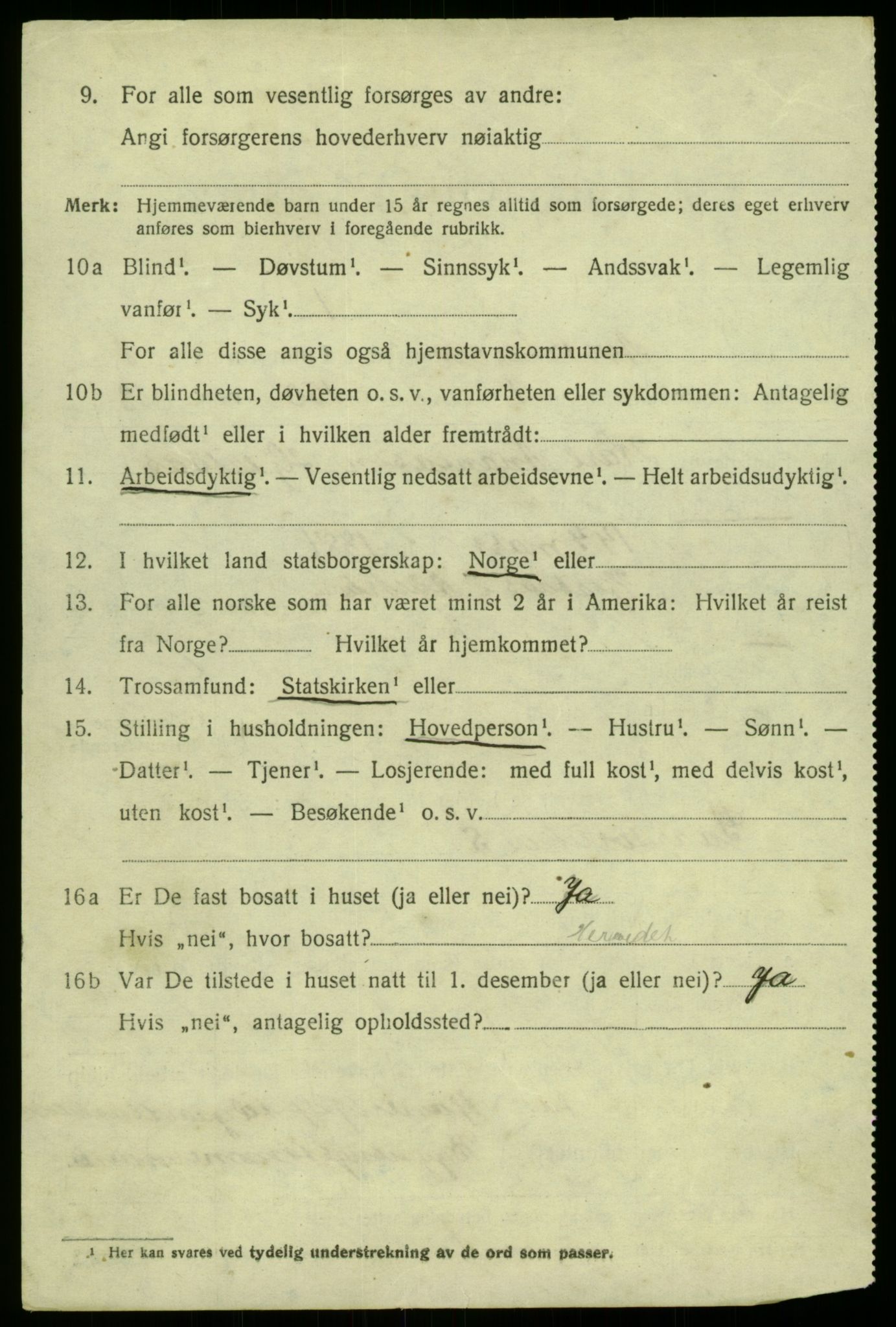 SAB, 1920 census for Austrheim, 1920, p. 2699