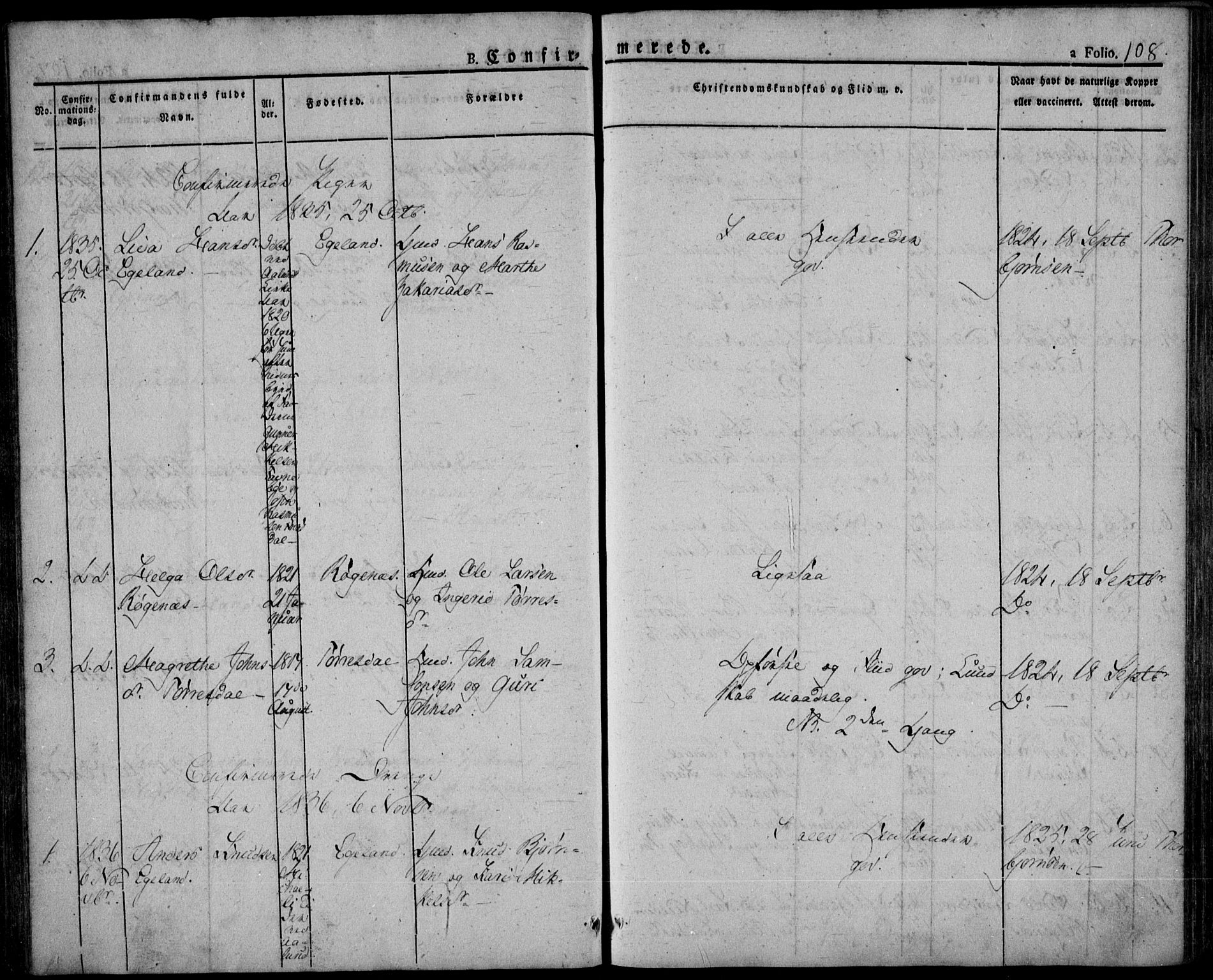 Skjold sokneprestkontor, AV/SAST-A-101847/H/Ha/Haa/L0005: Parish register (official) no. A 5, 1830-1856, p. 108