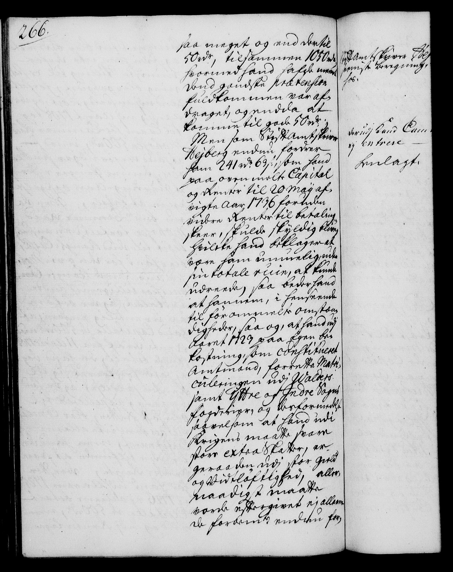 Rentekammeret, Kammerkanselliet, AV/RA-EA-3111/G/Gh/Gha/L0019: Norsk ekstraktmemorialprotokoll (merket RK 53.64), 1736-1737, p. 266