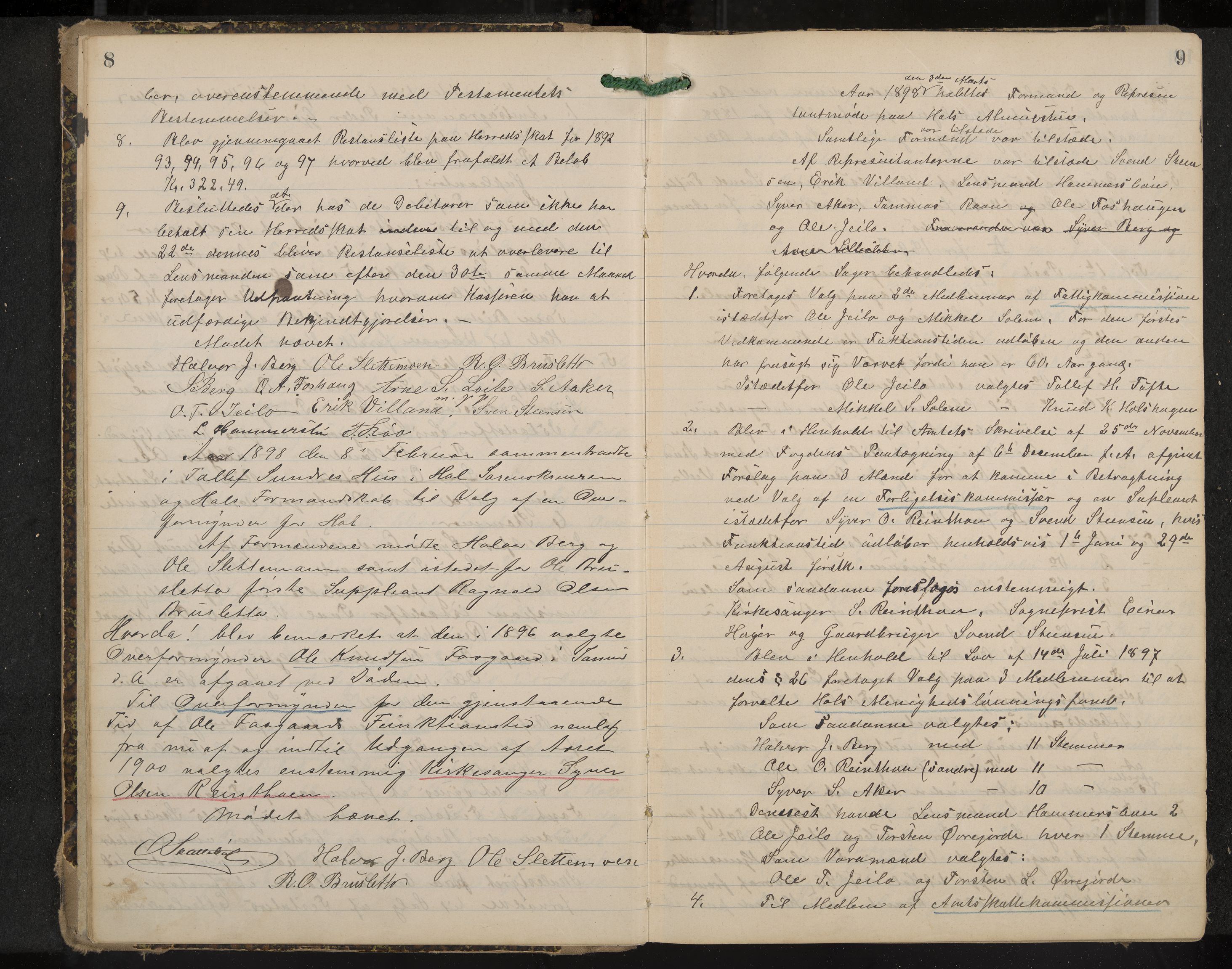 Hol formannskap og sentraladministrasjon, IKAK/0620021-1/A/L0003: Møtebok, 1897-1904, p. 8-9