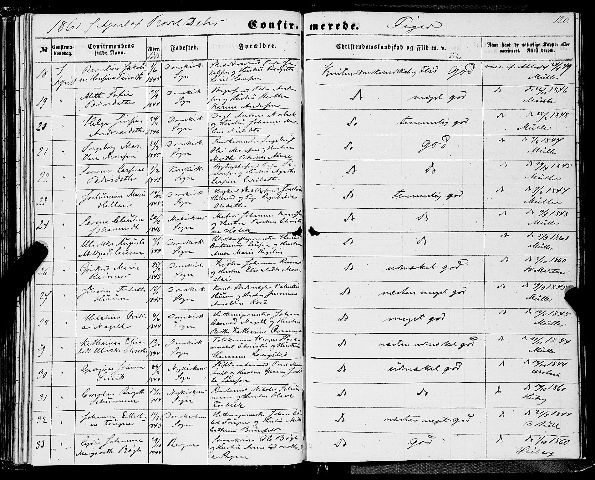 Domkirken sokneprestembete, AV/SAB-A-74801/H/Haa/L0028: Parish register (official) no. C 3, 1852-1864, p. 120