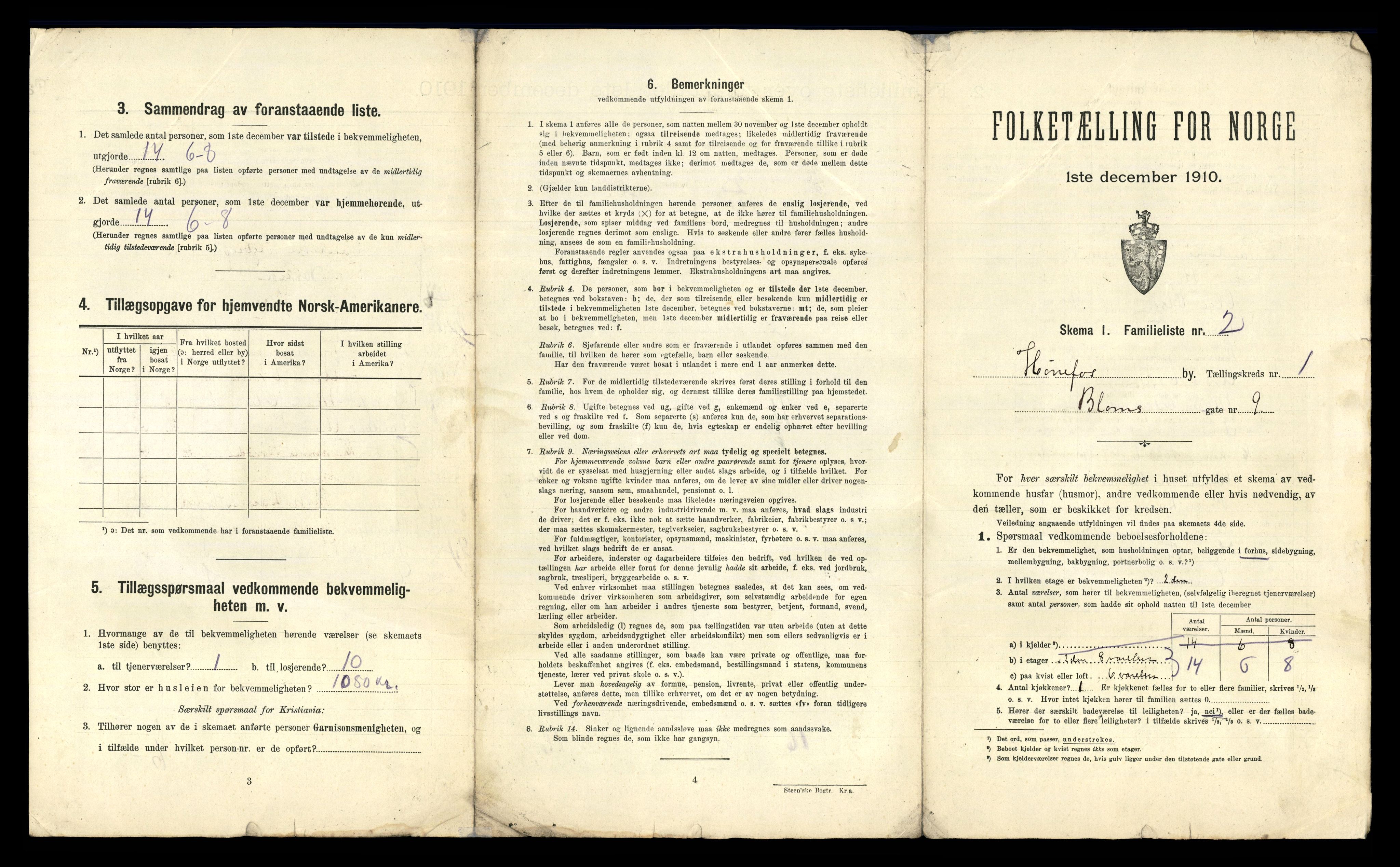 RA, 1910 census for Hønefoss, 1910, p. 37