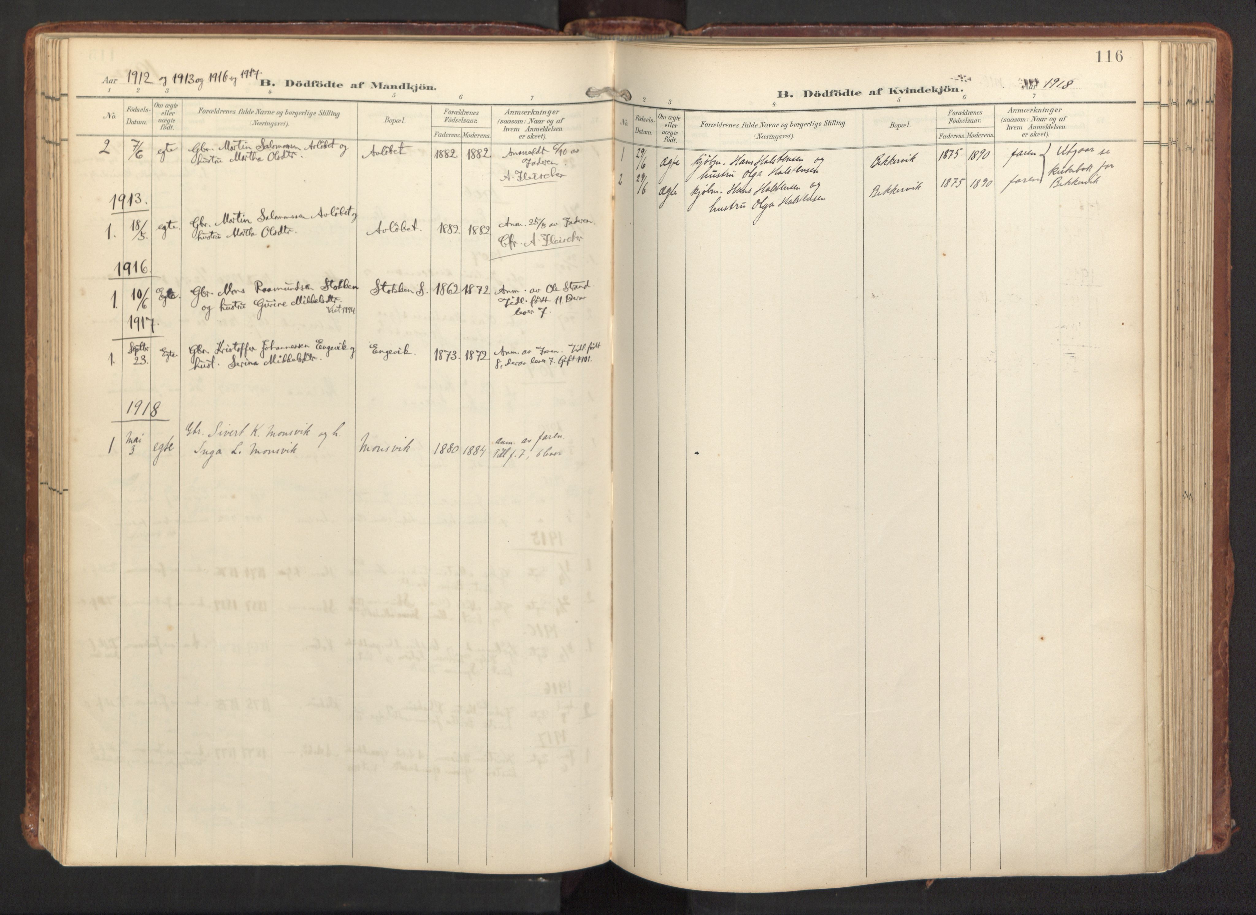 Fitjar sokneprestembete, SAB/A-99926: Parish register (official) no. A 3, 1900-1918, p. 116