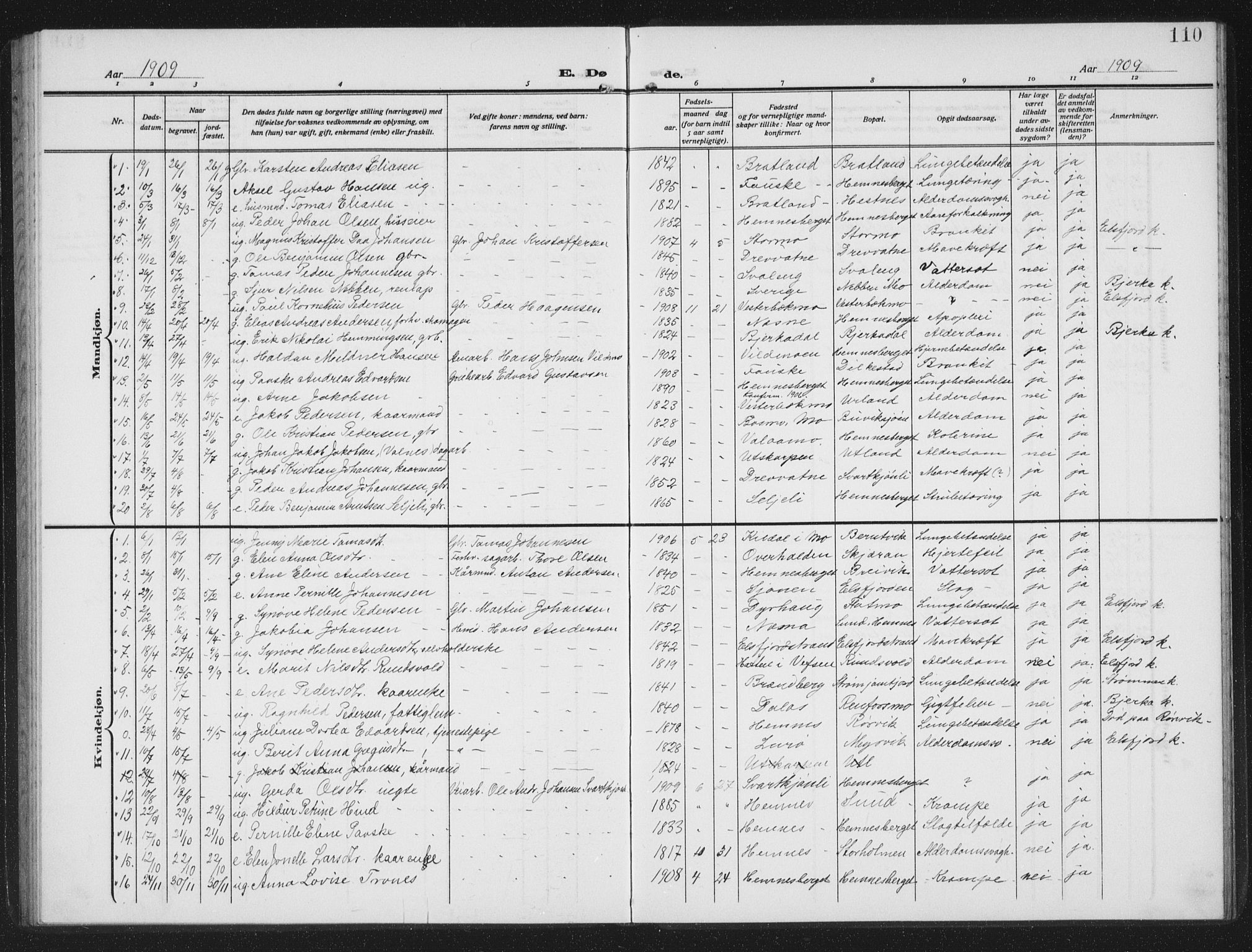Ministerialprotokoller, klokkerbøker og fødselsregistre - Nordland, SAT/A-1459/825/L0371: Parish register (copy) no. 825C08, 1907-1940, p. 110