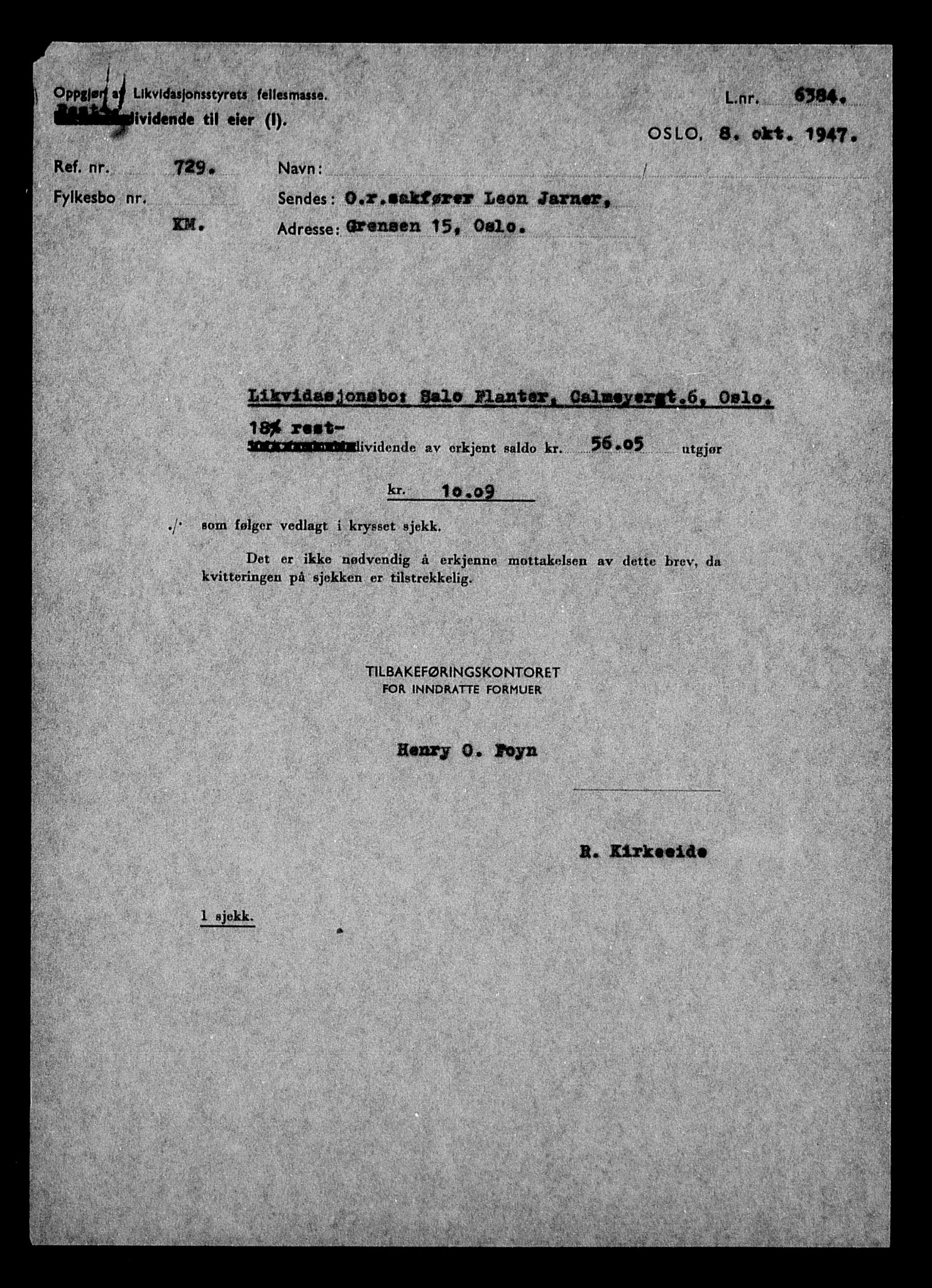 Justisdepartementet, Tilbakeføringskontoret for inndratte formuer, RA/S-1564/H/Hc/Hcc/L0935: --, 1945-1947, p. 589