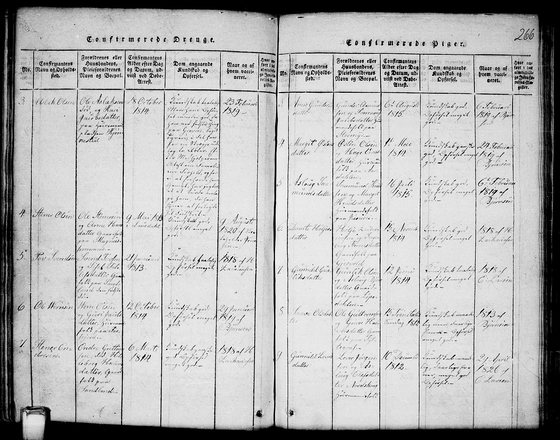Kviteseid kirkebøker, SAKO/A-276/G/Gb/L0001: Parish register (copy) no. II 1, 1815-1842, p. 266