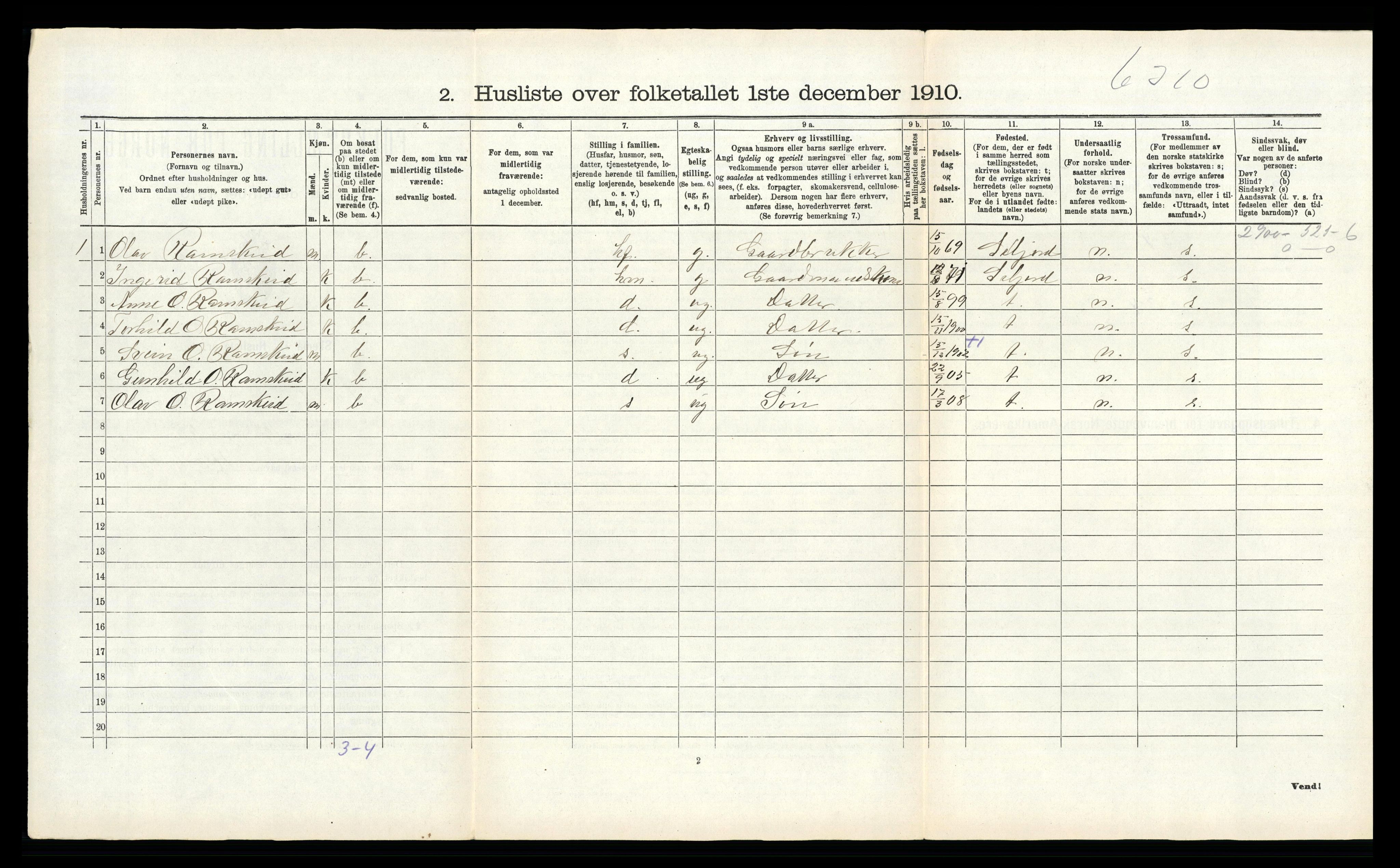 RA, 1910 census for Kviteseid, 1910, p. 1211