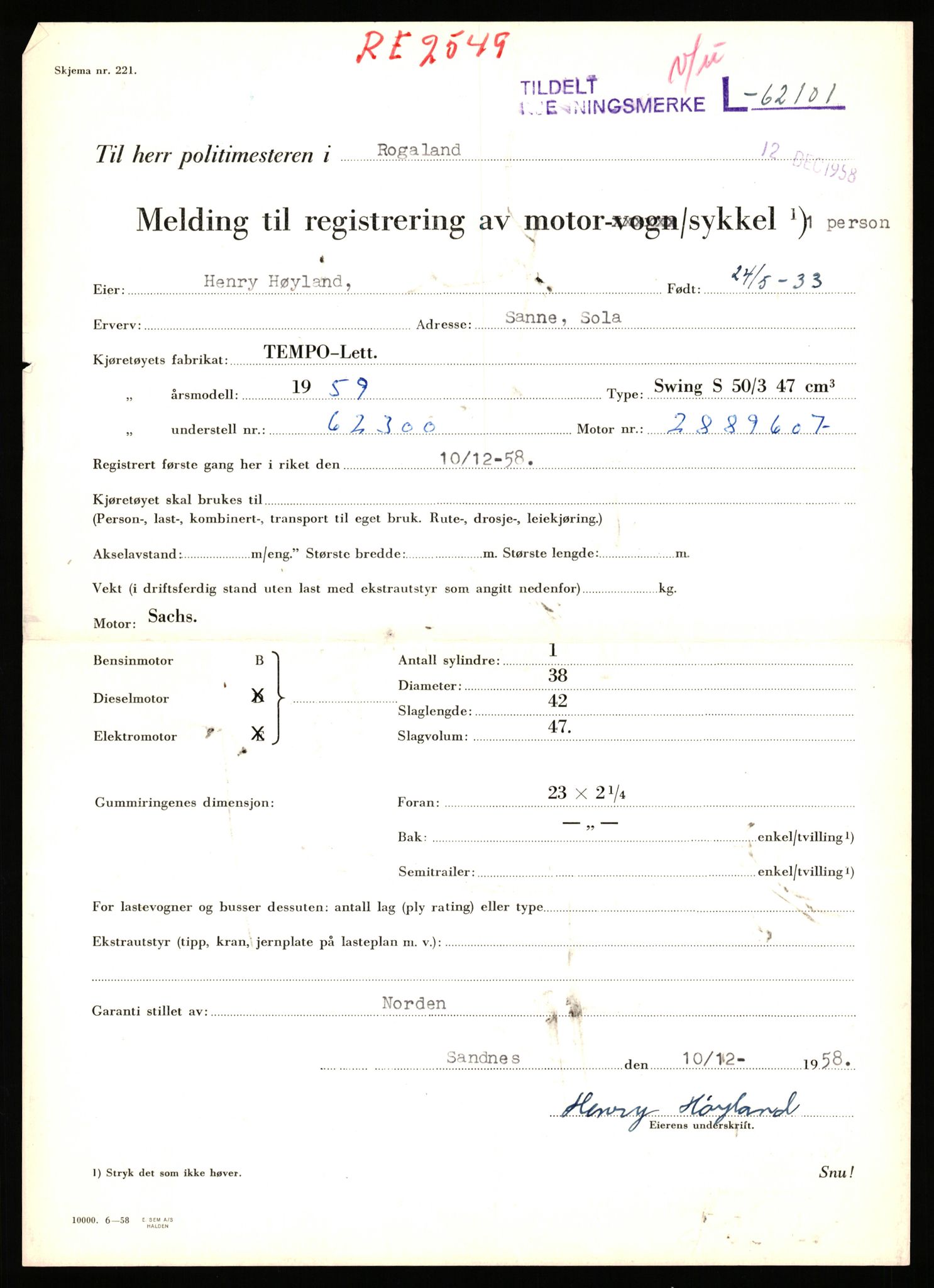 Stavanger trafikkstasjon, AV/SAST-A-101942/0/F/L0062: L-62000 - L-62699, 1930-1971, p. 345