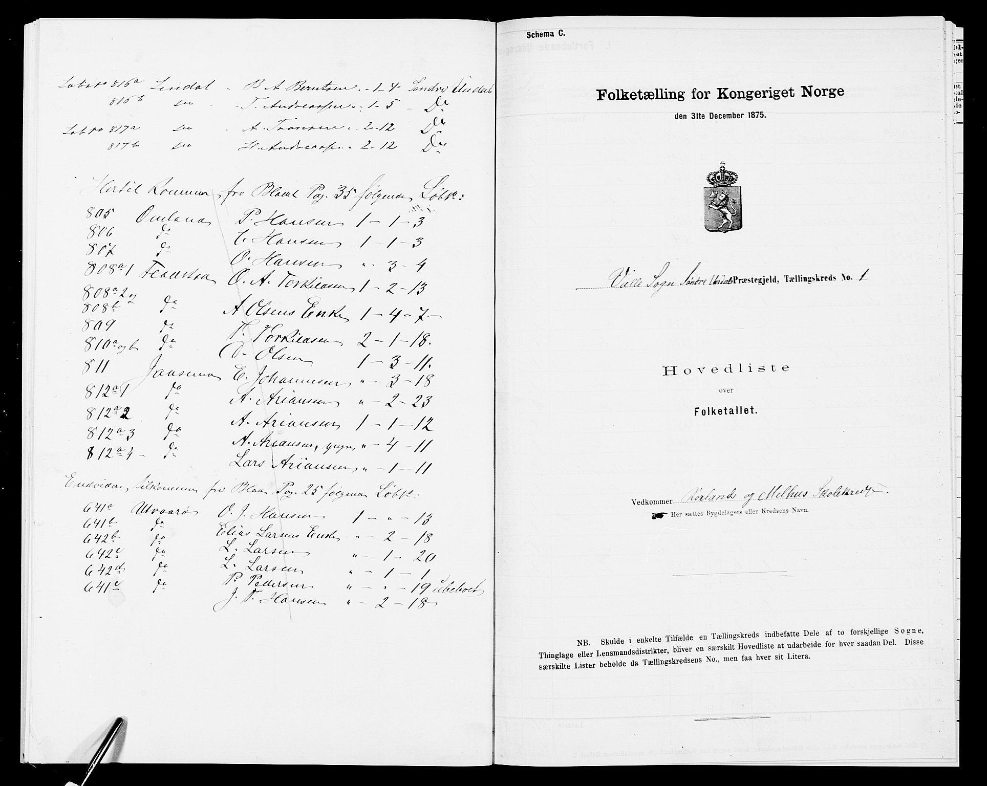 SAK, 1875 census for 1029P Sør-Audnedal, 1875, p. 45