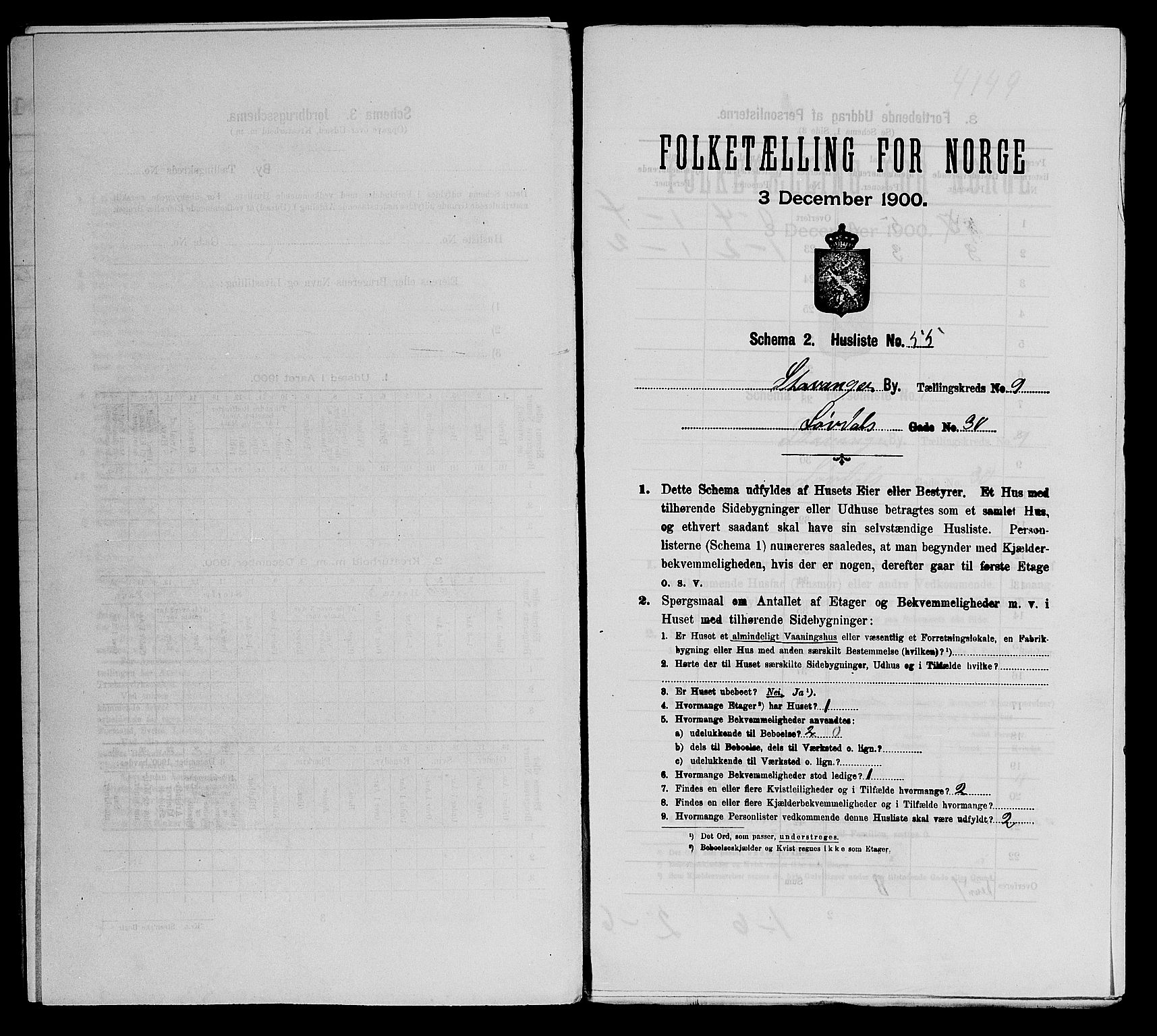 SAST, 1900 census for Stavanger, 1900, p. 4134