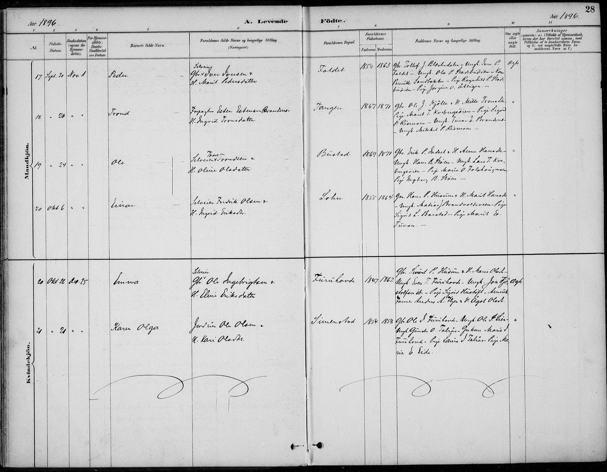 Alvdal prestekontor, SAH/PREST-060/H/Ha/Haa/L0003: Parish register (official) no. 3, 1886-1912, p. 28