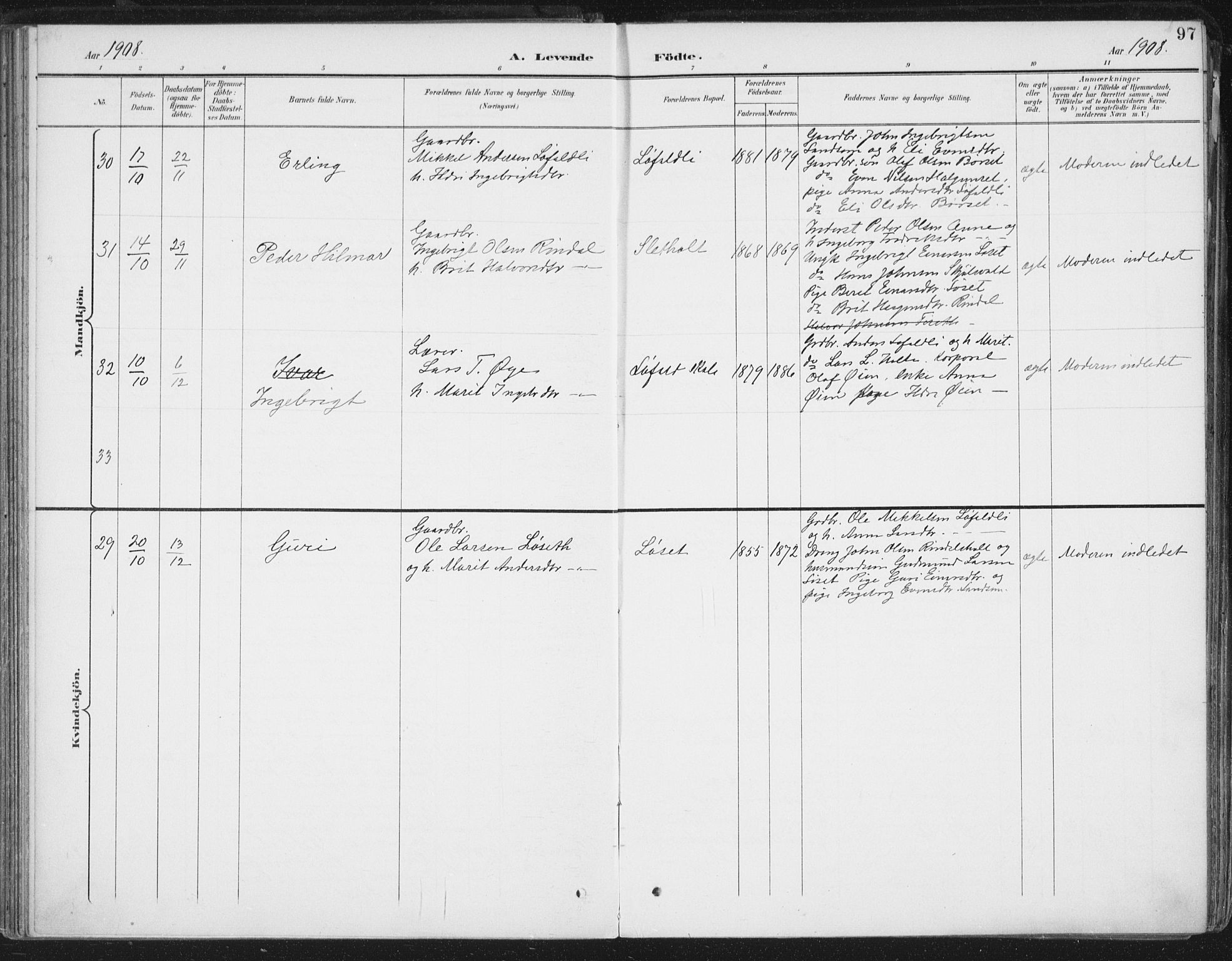 Ministerialprotokoller, klokkerbøker og fødselsregistre - Møre og Romsdal, AV/SAT-A-1454/598/L1072: Parish register (official) no. 598A06, 1896-1910, p. 97