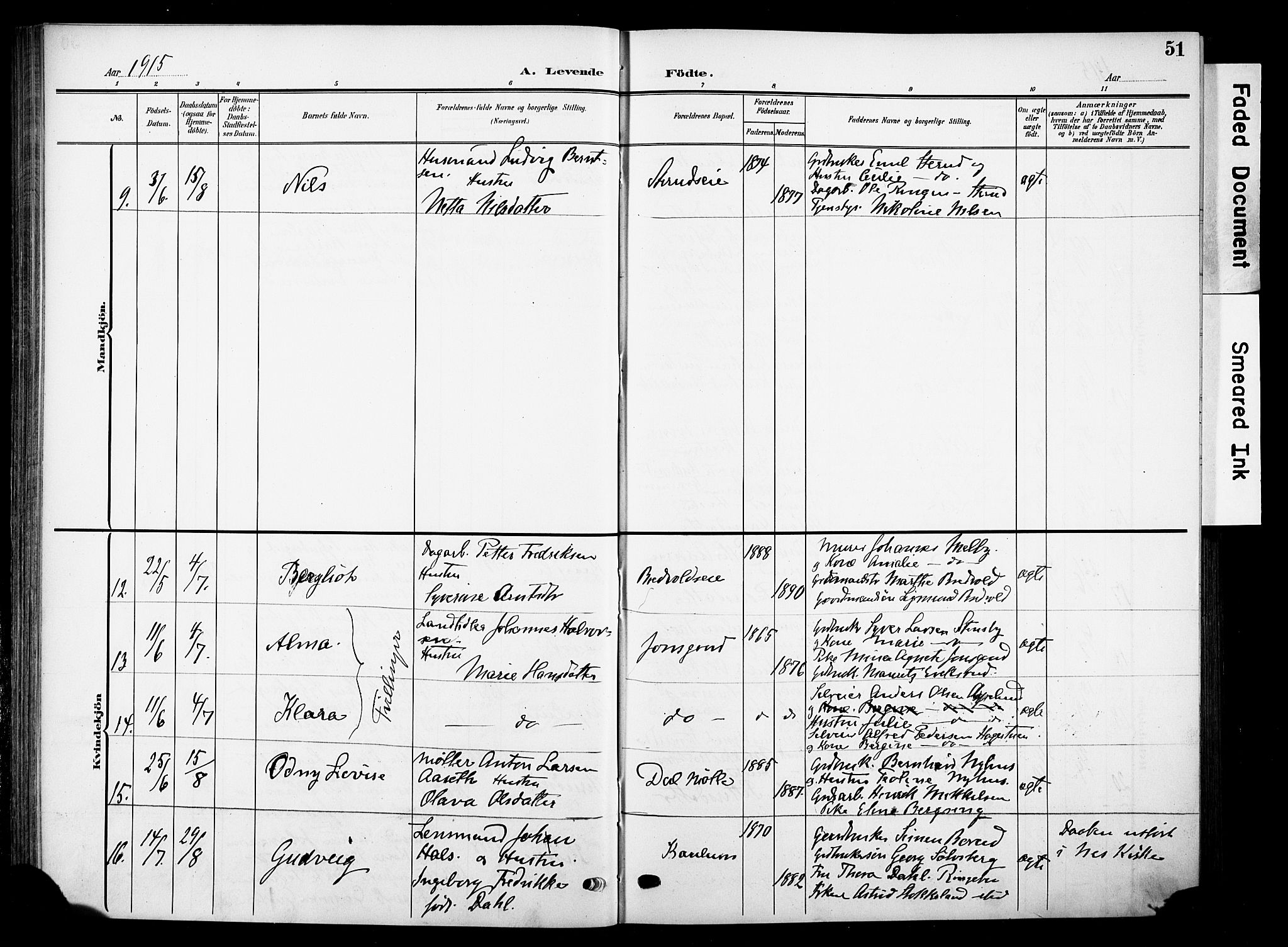 Nes prestekontor, Hedmark, SAH/PREST-020/K/Ka/L0013: Parish register (official) no. 13, 1906-1924, p. 51