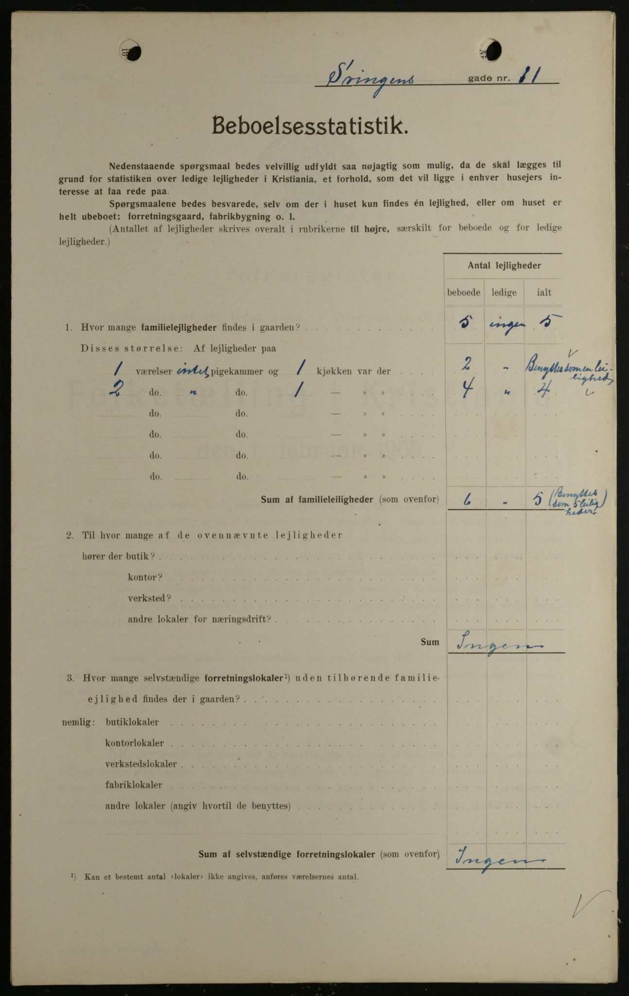 OBA, Municipal Census 1908 for Kristiania, 1908, p. 95463