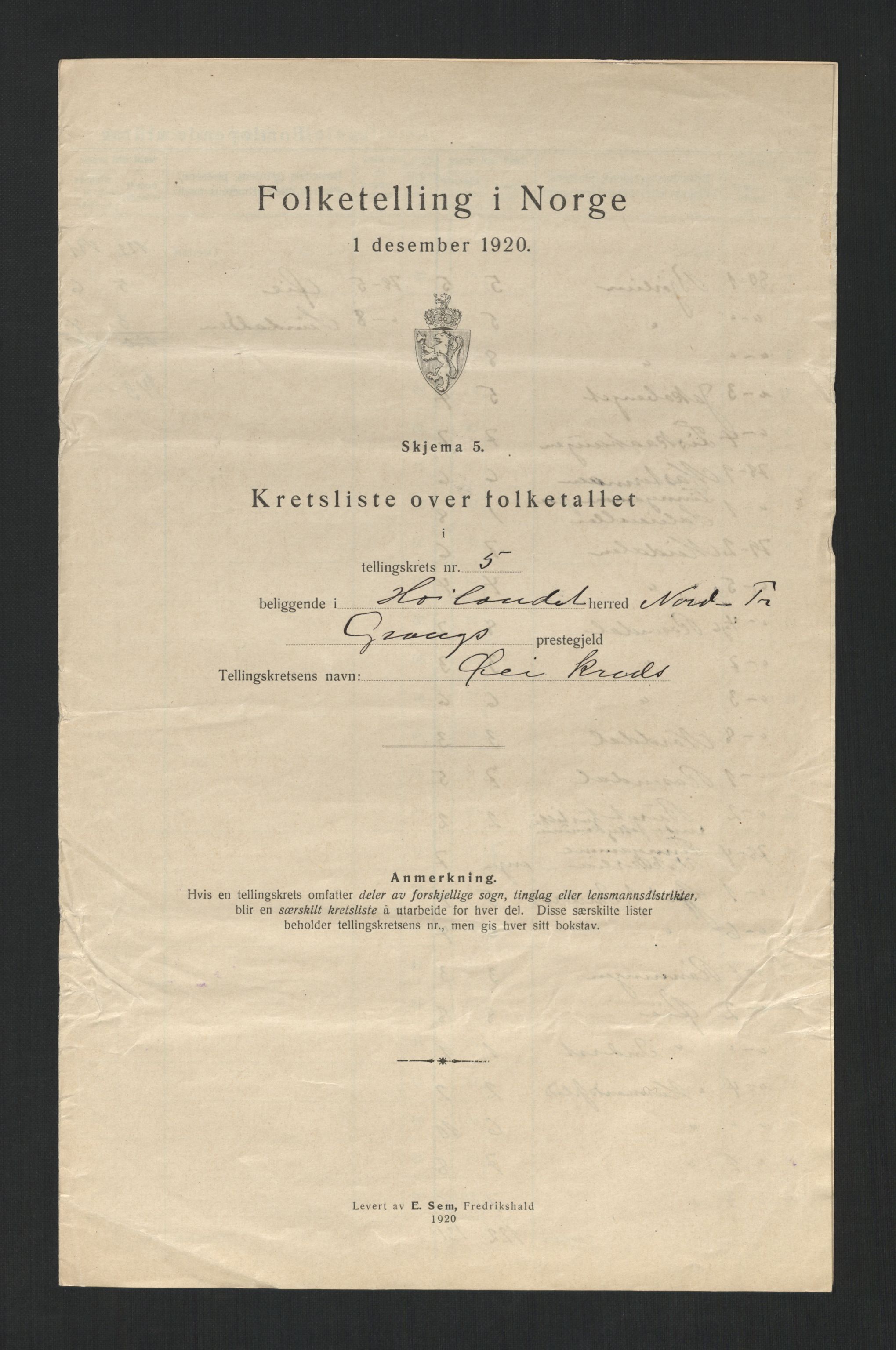 SAT, 1920 census for Høylandet, 1920, p. 19