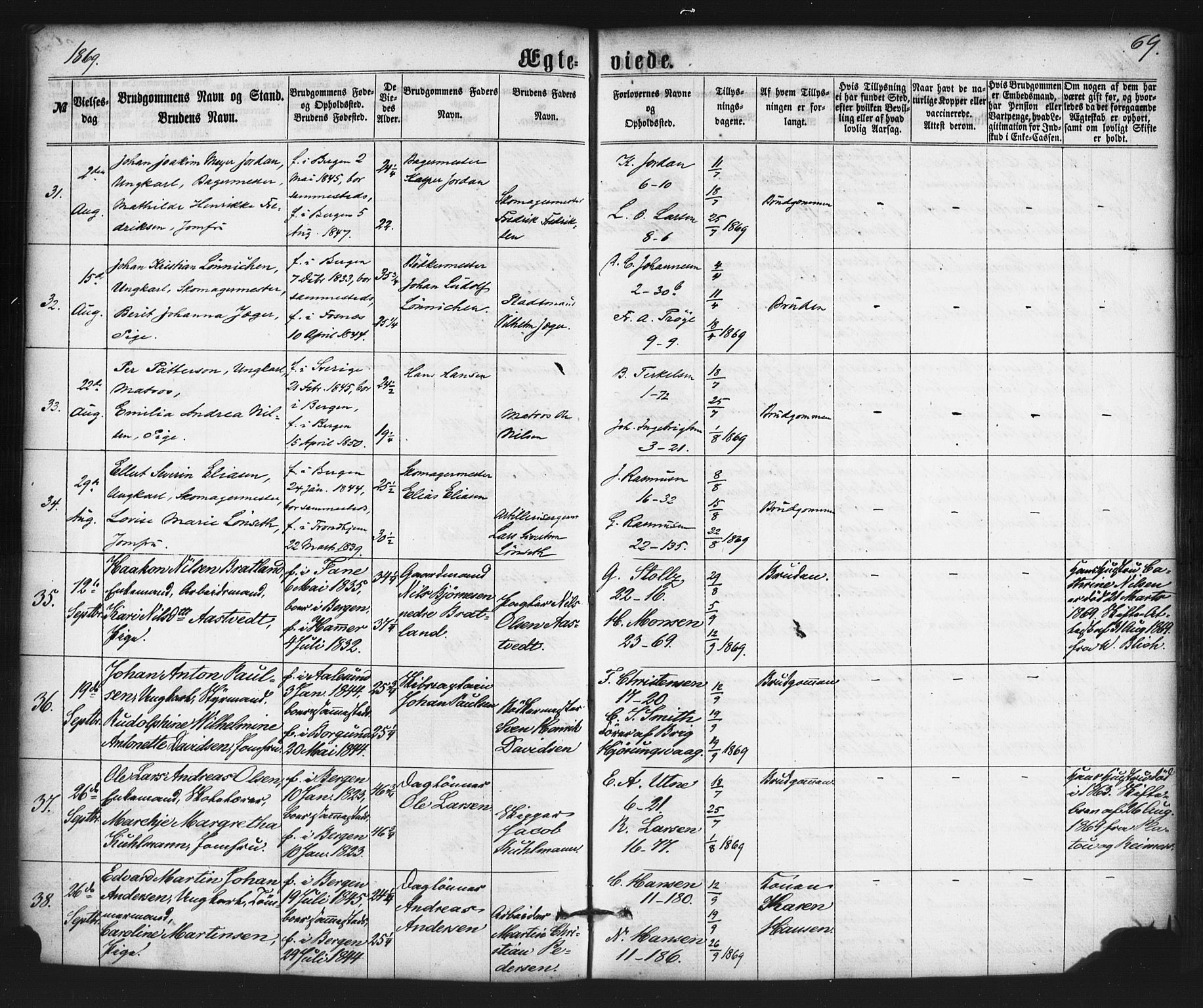 Nykirken Sokneprestembete, AV/SAB-A-77101/H/Haa/L0032: Parish register (official) no. D 2, 1861-1883, p. 69