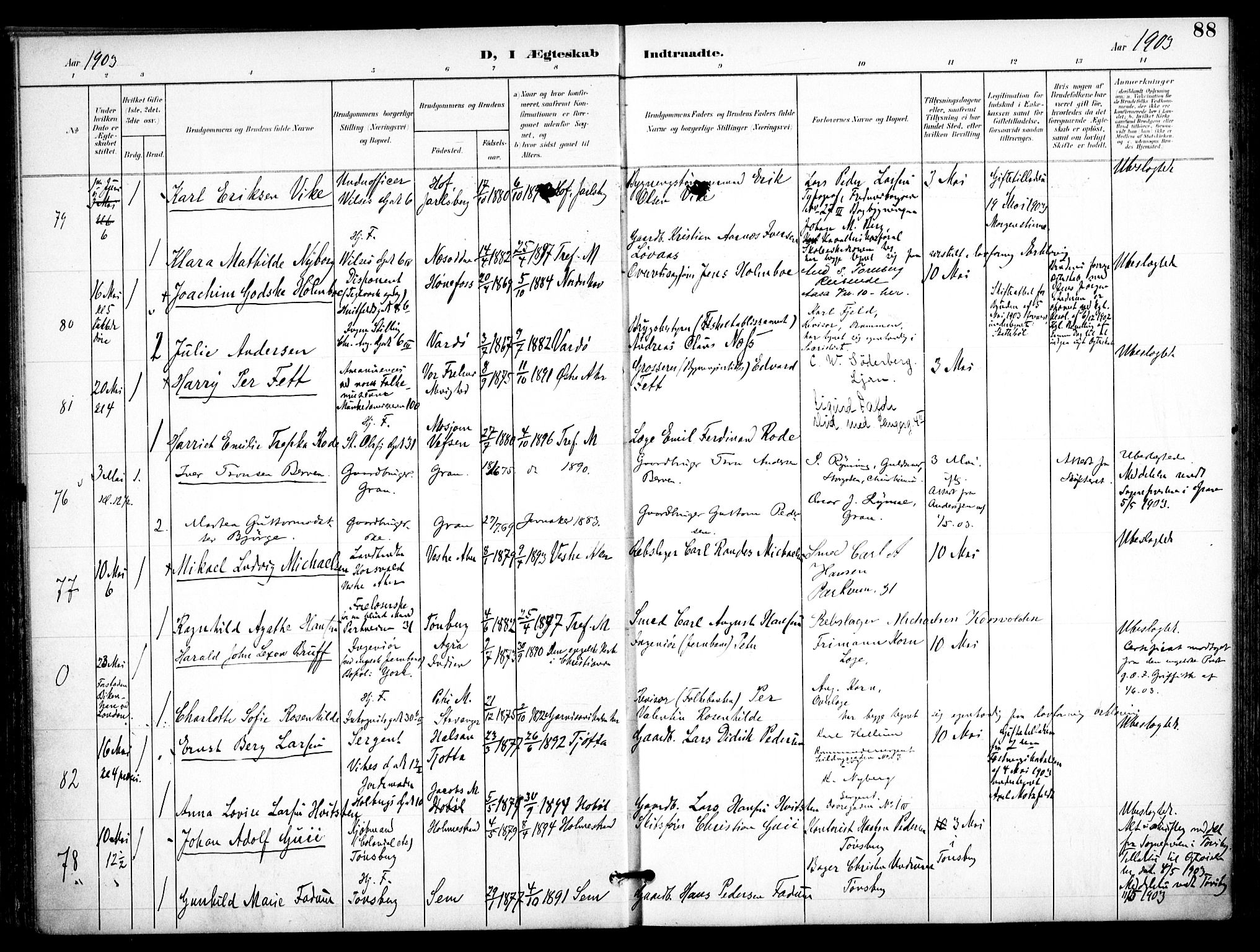 Trefoldighet prestekontor Kirkebøker, SAO/A-10882/F/Fc/L0005: Parish register (official) no. III 5, 1900-1908, p. 88