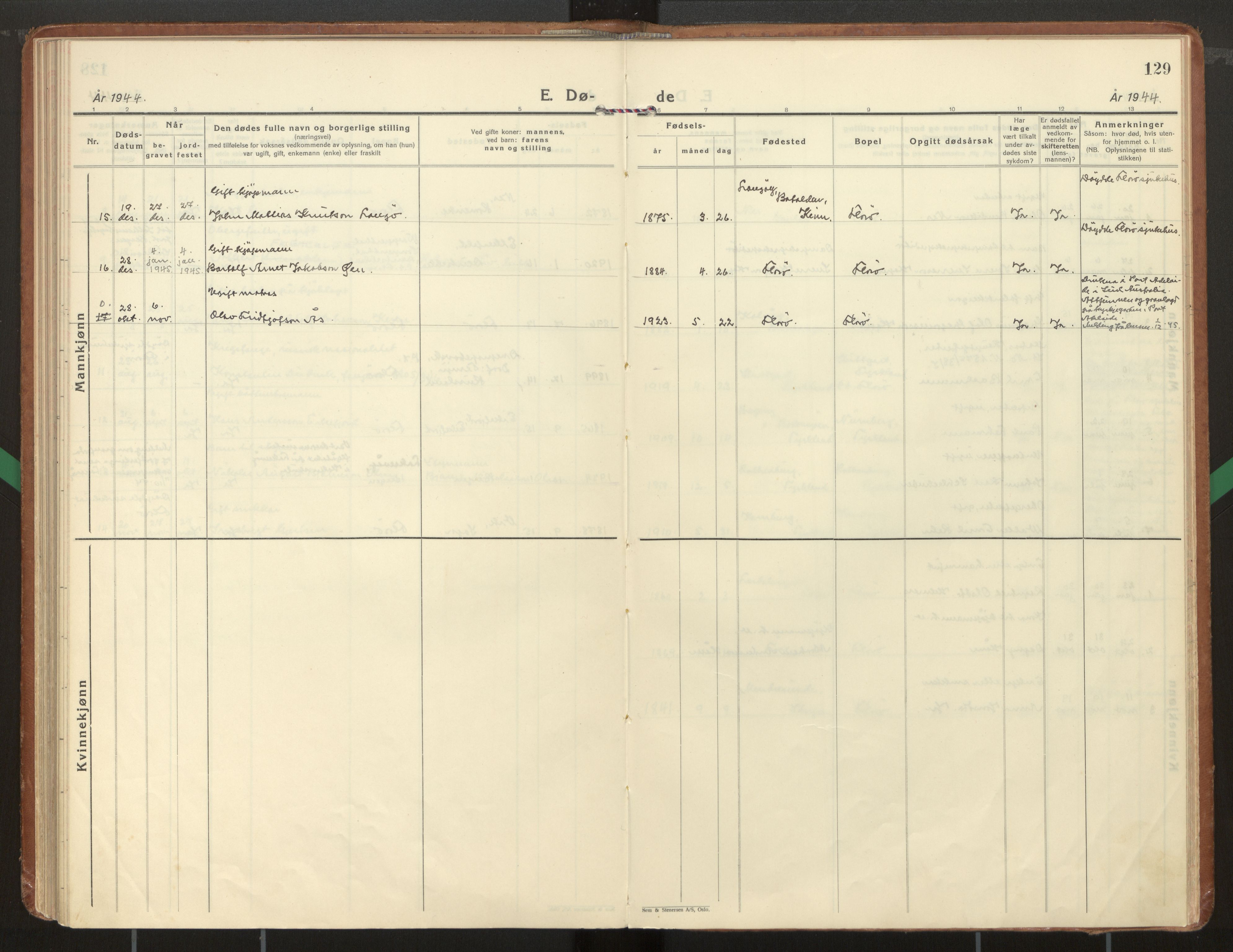 Kinn sokneprestembete, AV/SAB-A-80801/H/Haa/Haac/L0004: Parish register (official) no. C 4, 1935-1947, p. 129