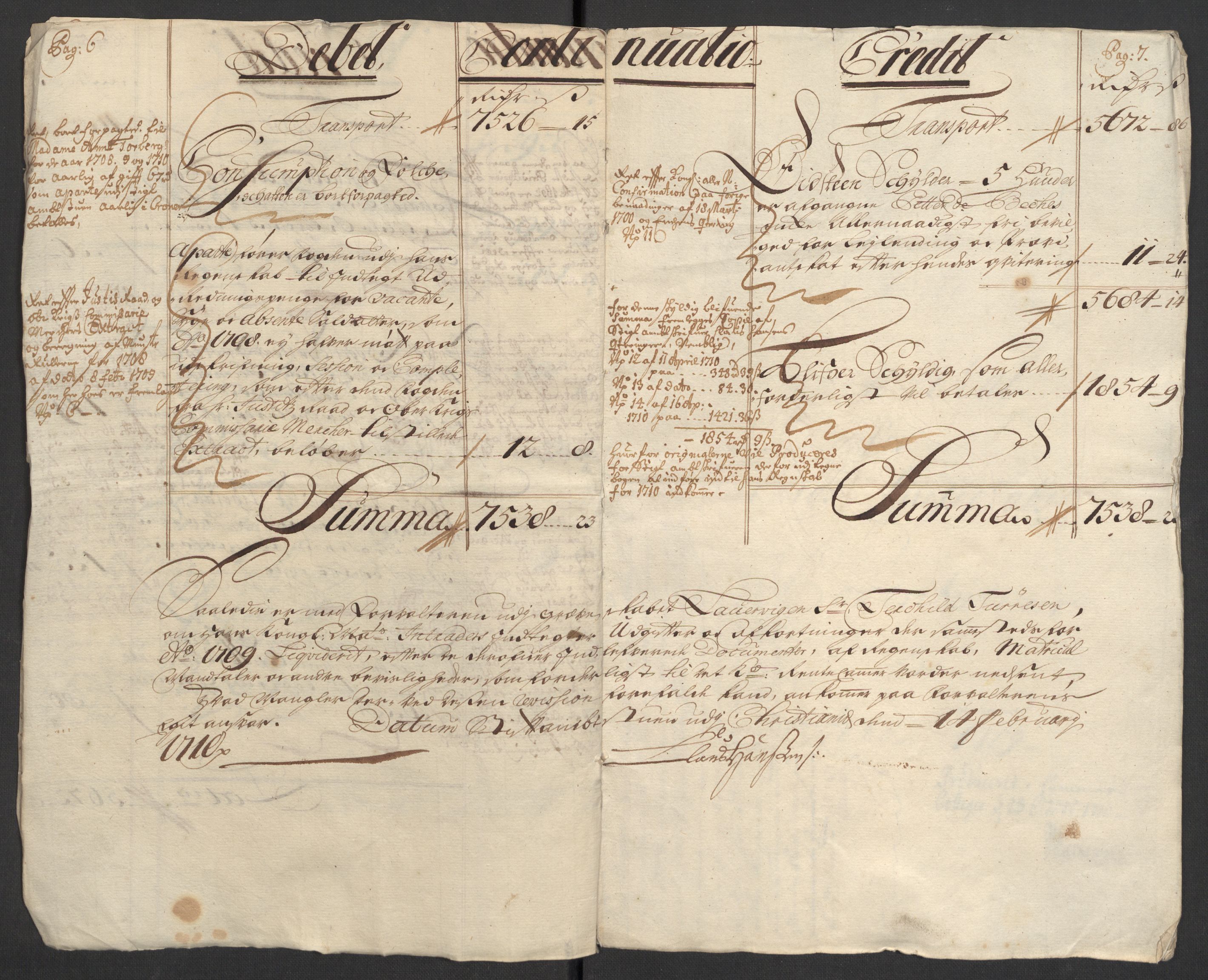 Rentekammeret inntil 1814, Reviderte regnskaper, Fogderegnskap, AV/RA-EA-4092/R33/L1981: Fogderegnskap Larvik grevskap, 1709-1710, p. 6