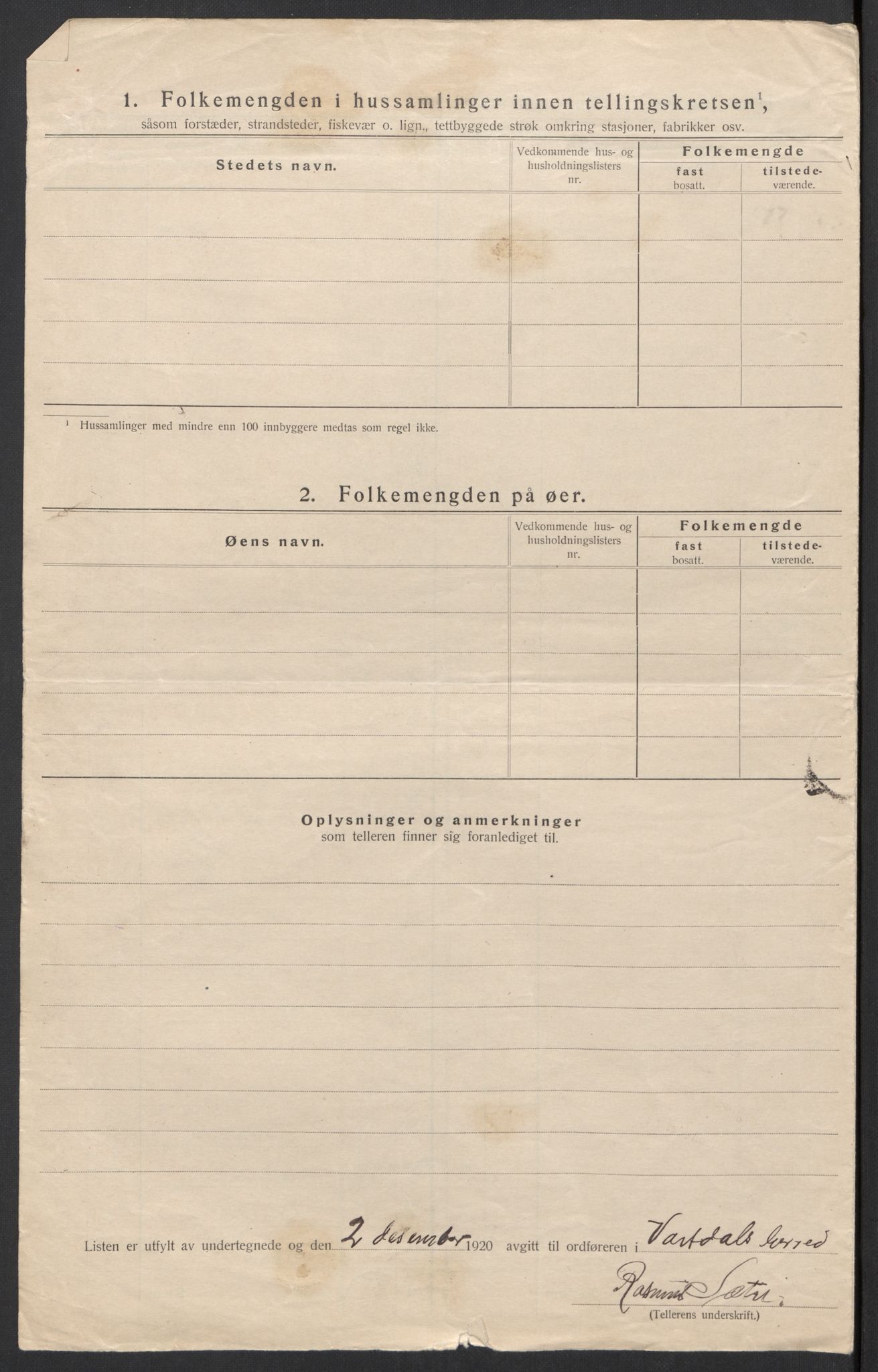 SAT, 1920 census for Vartdal, 1920, p. 17