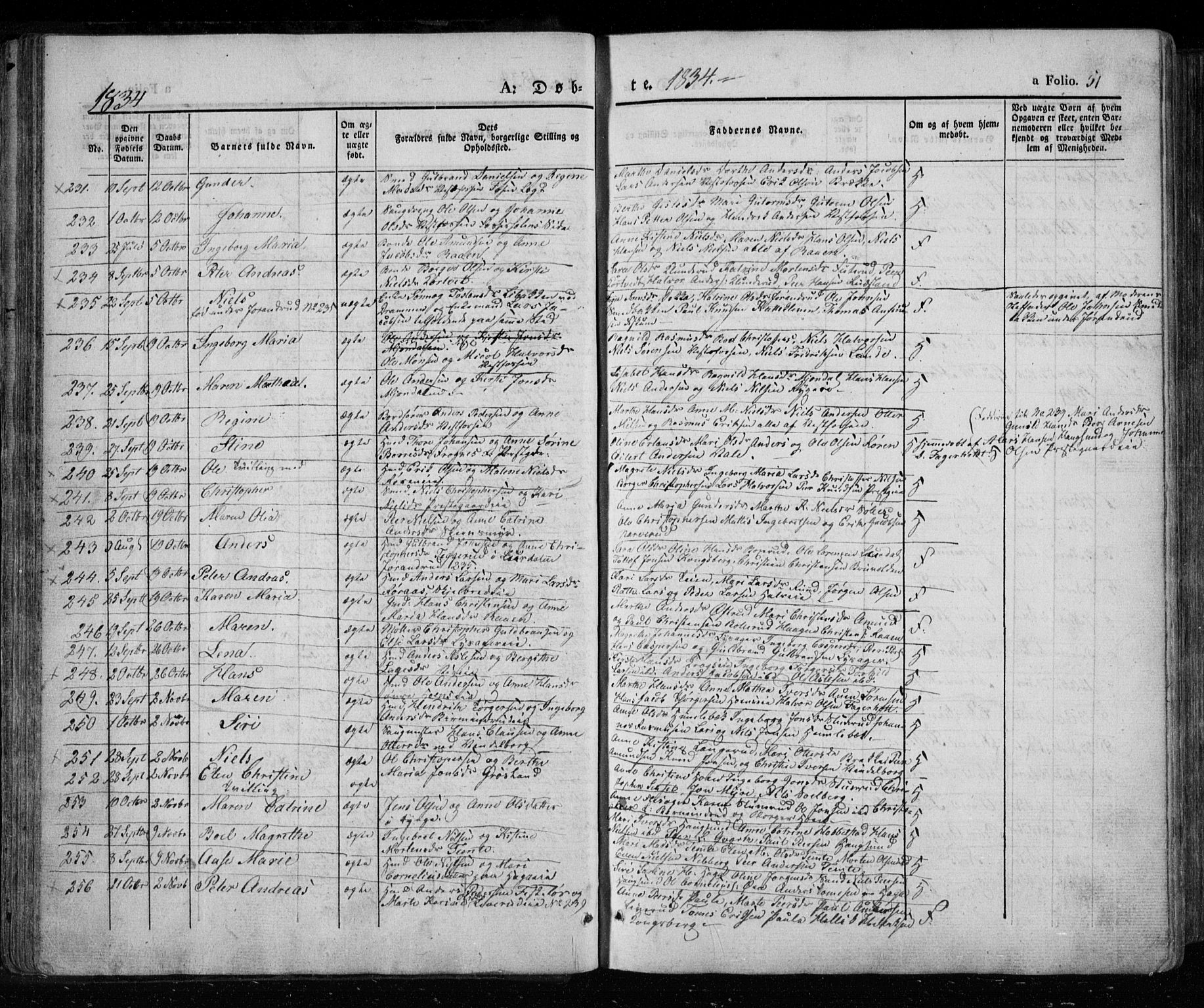 Eiker kirkebøker, SAKO/A-4/F/Fa/L0013a: Parish register (official) no. I 13A, 1832-1845, p. 51