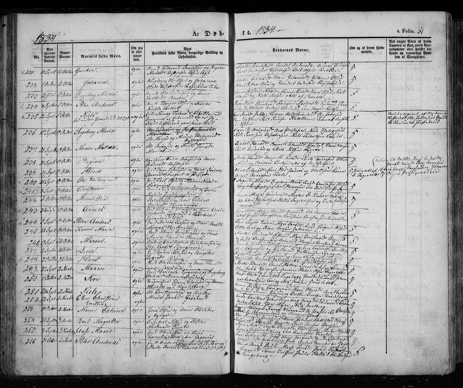 Eiker kirkebøker, AV/SAKO-A-4/F/Fa/L0013a: Parish register (official) no. I 13A, 1832-1845, p. 51