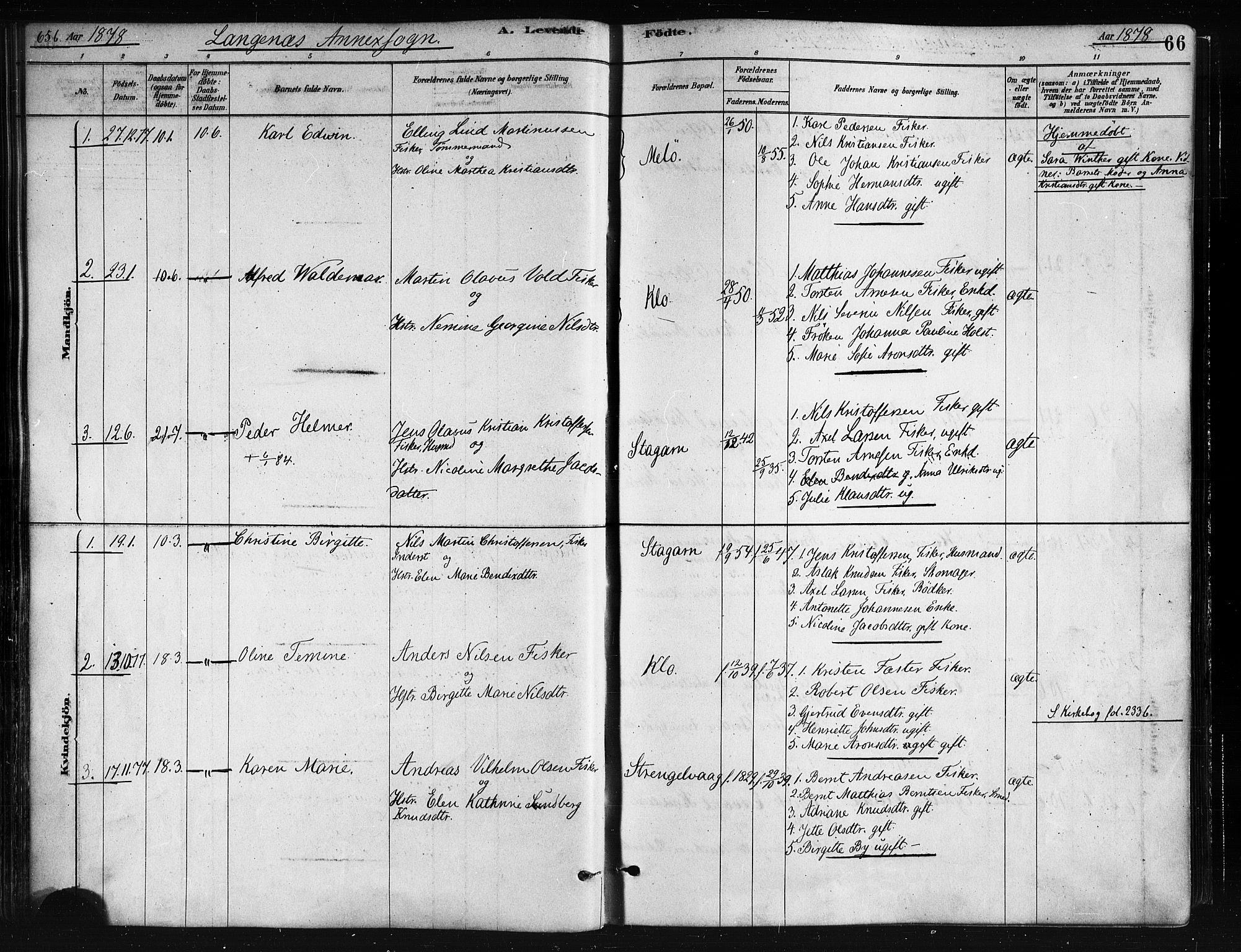 Ministerialprotokoller, klokkerbøker og fødselsregistre - Nordland, AV/SAT-A-1459/893/L1335: Parish register (official) no. 893A08 /2, 1878-1884, p. 66