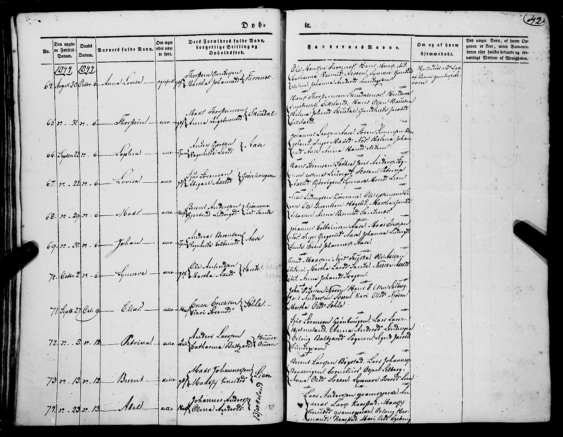 Gaular sokneprestembete, SAB/A-80001/H/Haa: Parish register (official) no. A 4I, 1840-1859, p. 42