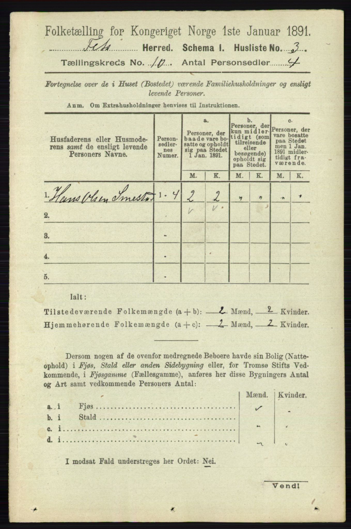 RA, 1891 census for 0227 Fet, 1891, p. 3951