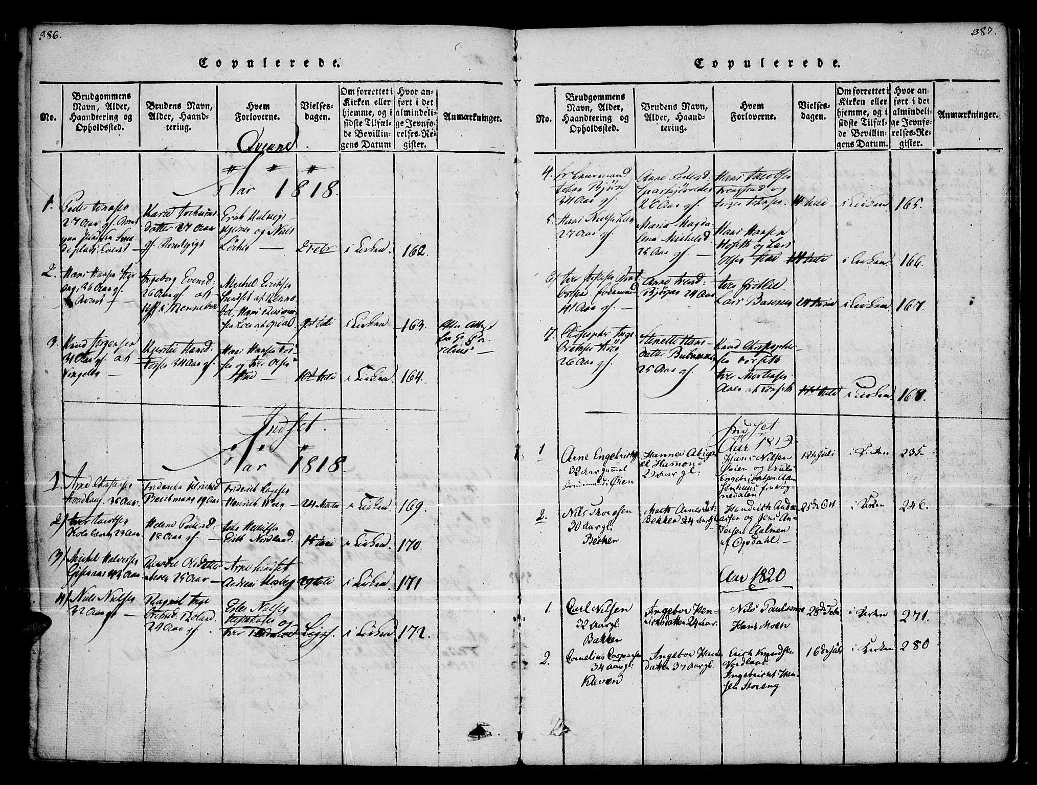 Kvikne prestekontor, SAH/PREST-064/H/Ha/Haa/L0004: Parish register (official) no. 4, 1815-1840, p. 386-387