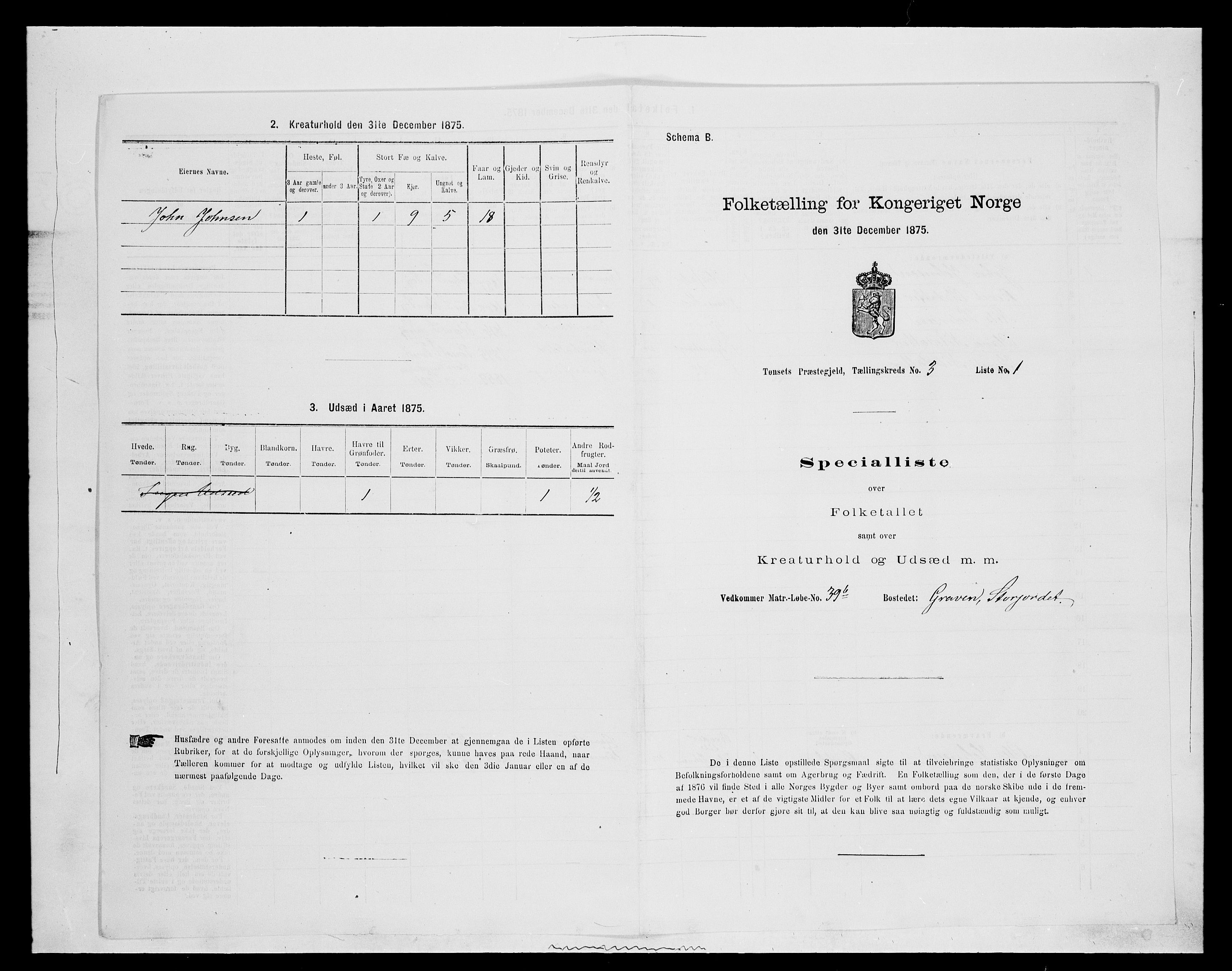 SAH, 1875 census for 0437P Tynset, 1875, p. 392