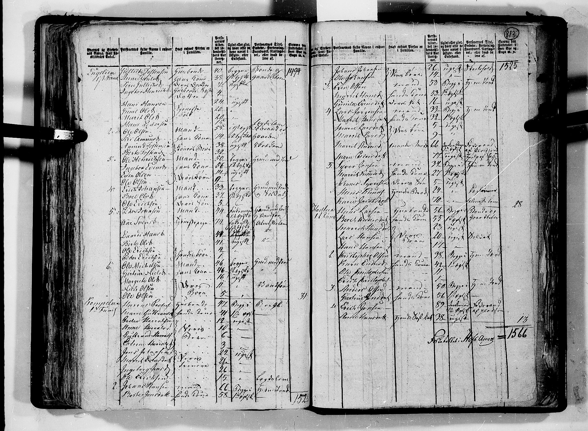 RA, 1801 census for 0536P Land, 1801, p. 812b-813a