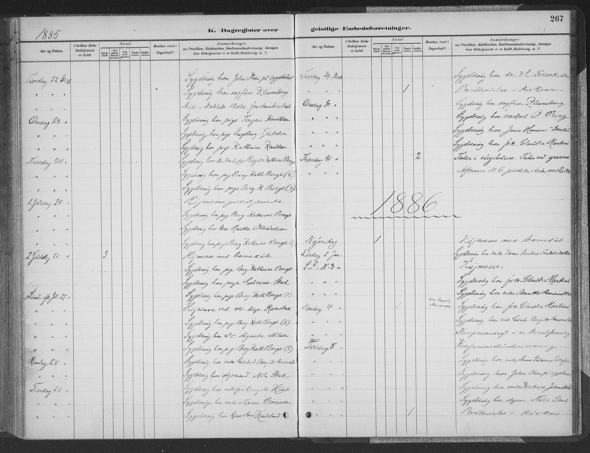Grimstad sokneprestkontor, SAK/1111-0017/F/Fa/L0004: Parish register (official) no. A 3, 1882-1910, p. 267
