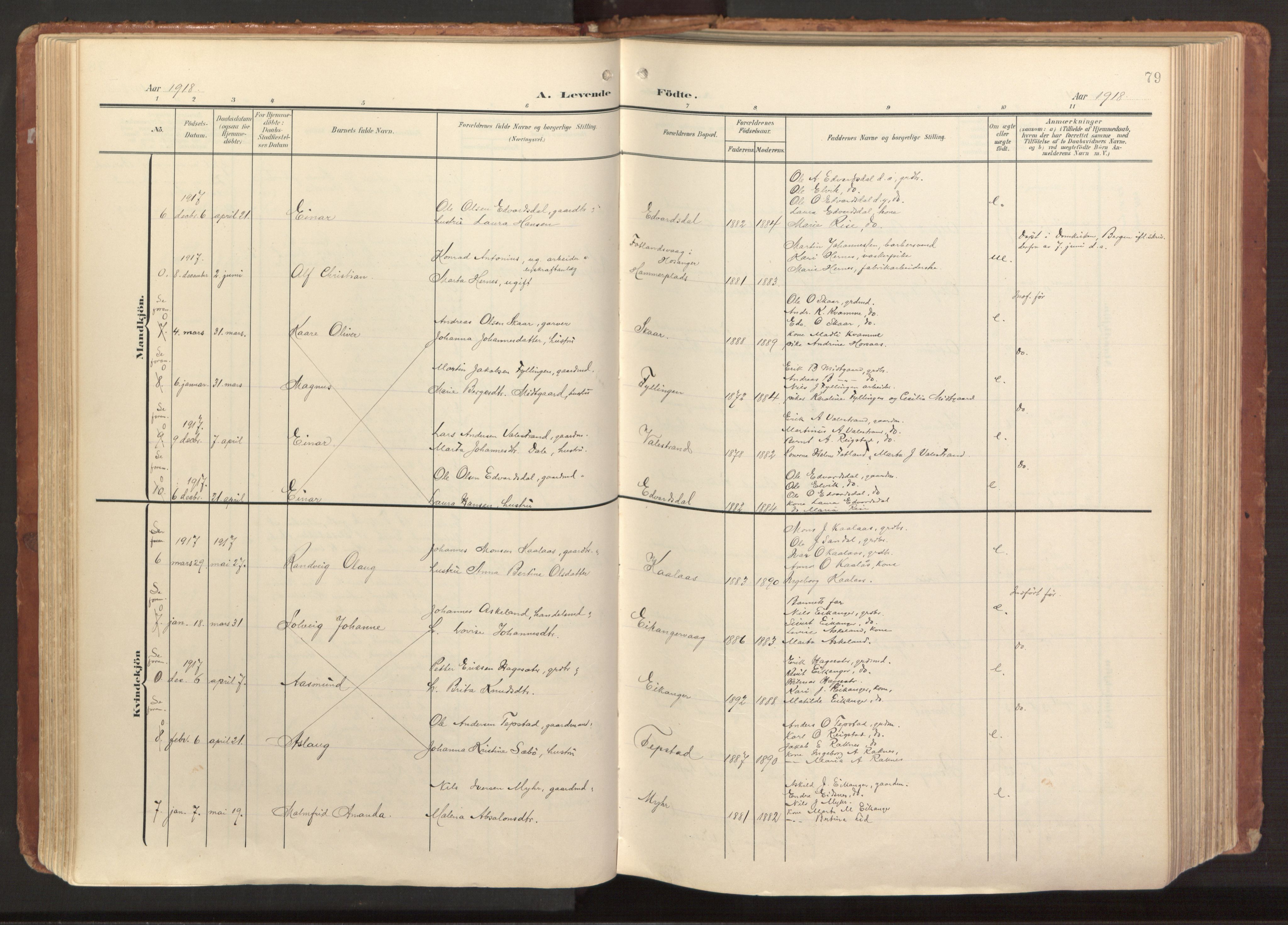 Hamre sokneprestembete, AV/SAB-A-75501/H/Ha/Haa/Haab/L0002: Parish register (official) no. B 2, 1905-1924, p. 79