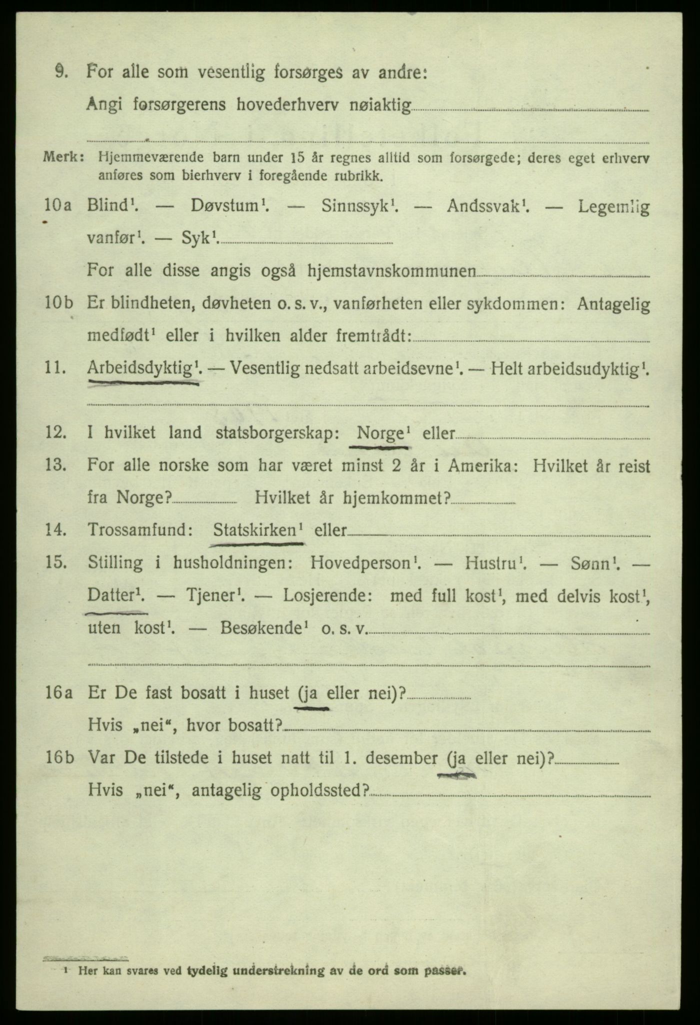 SAB, 1920 census for Aurland, 1920, p. 1927