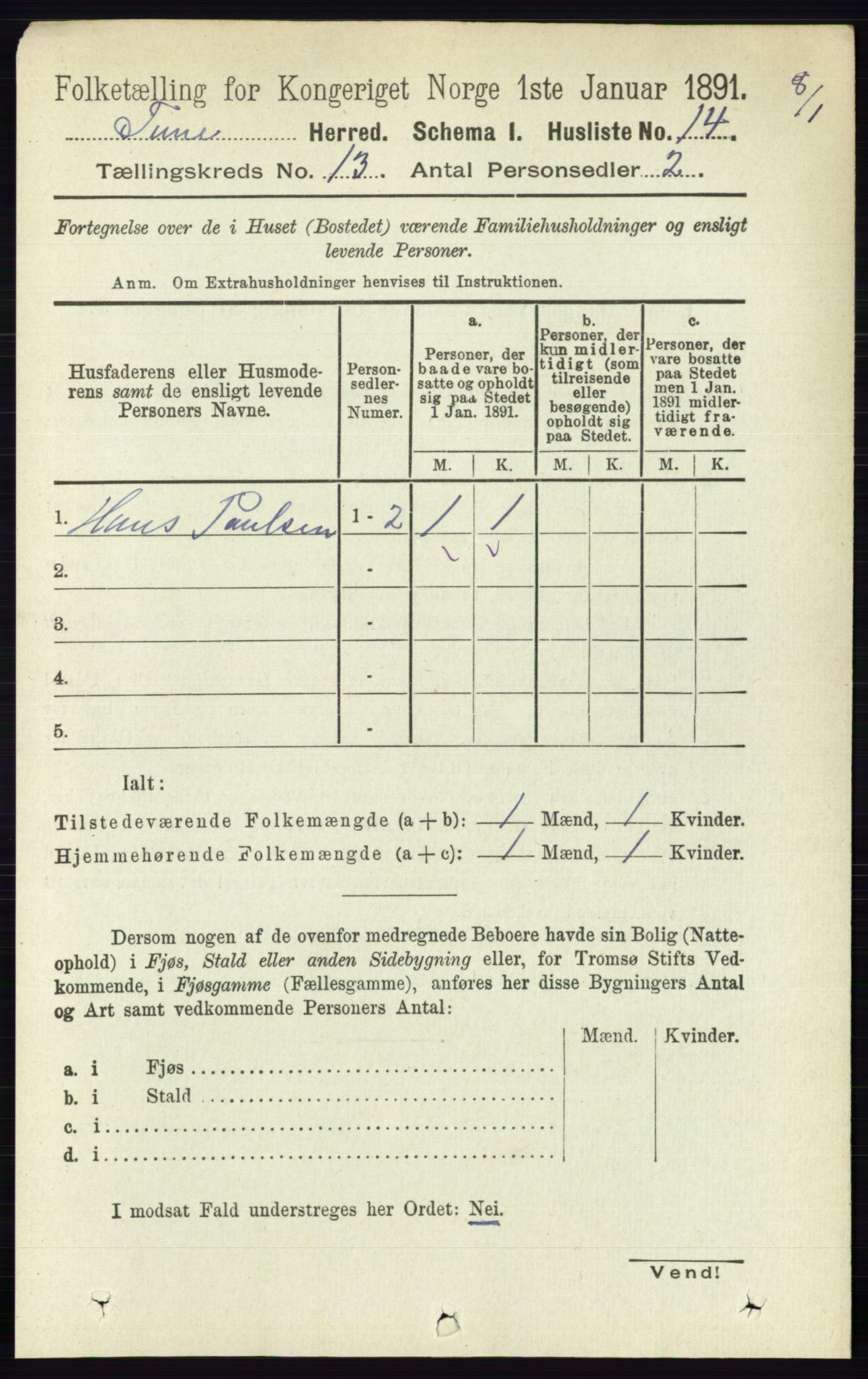 RA, 1891 census for 0130 Tune, 1891, p. 7551