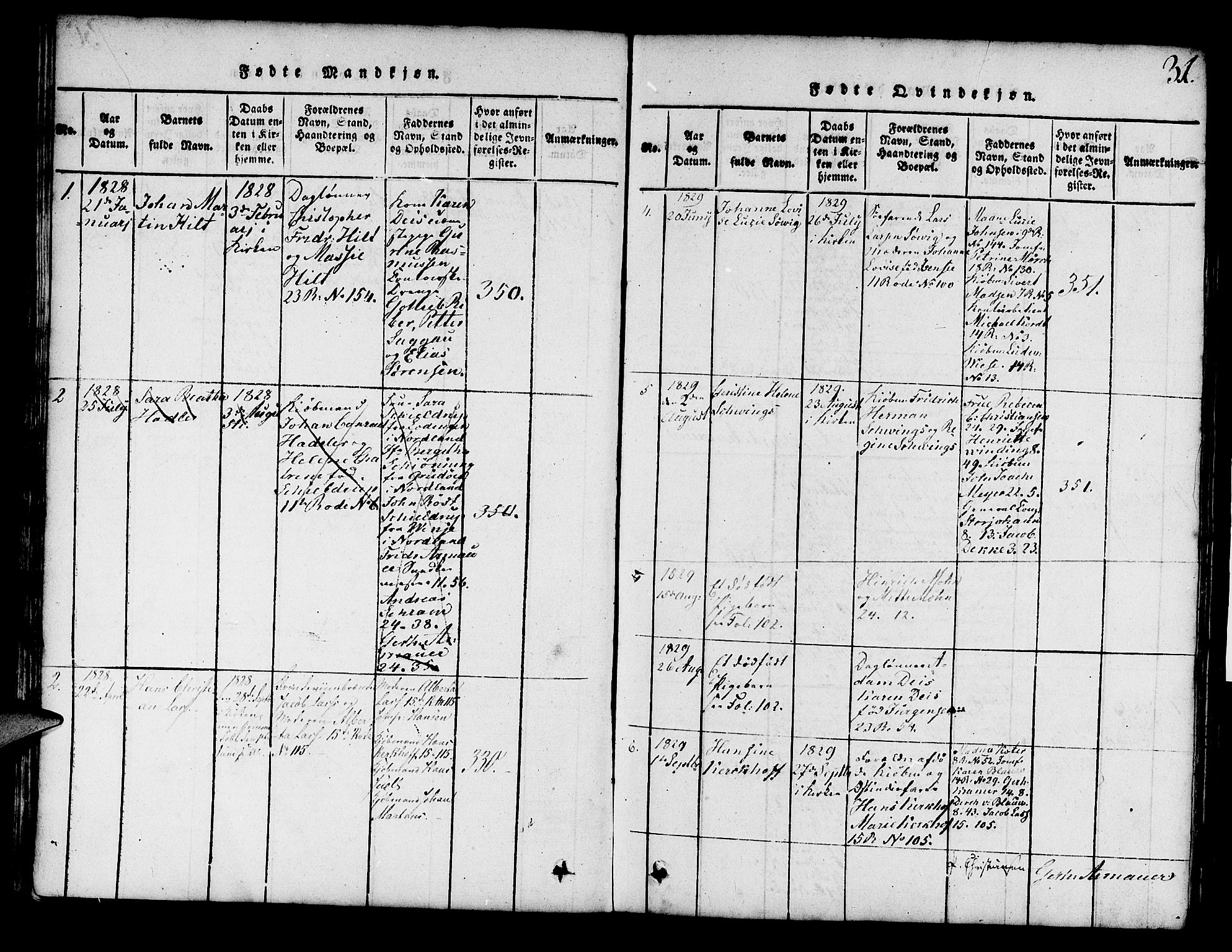 Mariakirken Sokneprestembete, SAB/A-76901/H/Hab/L0001: Parish register (copy) no. A 1, 1815-1846, p. 31